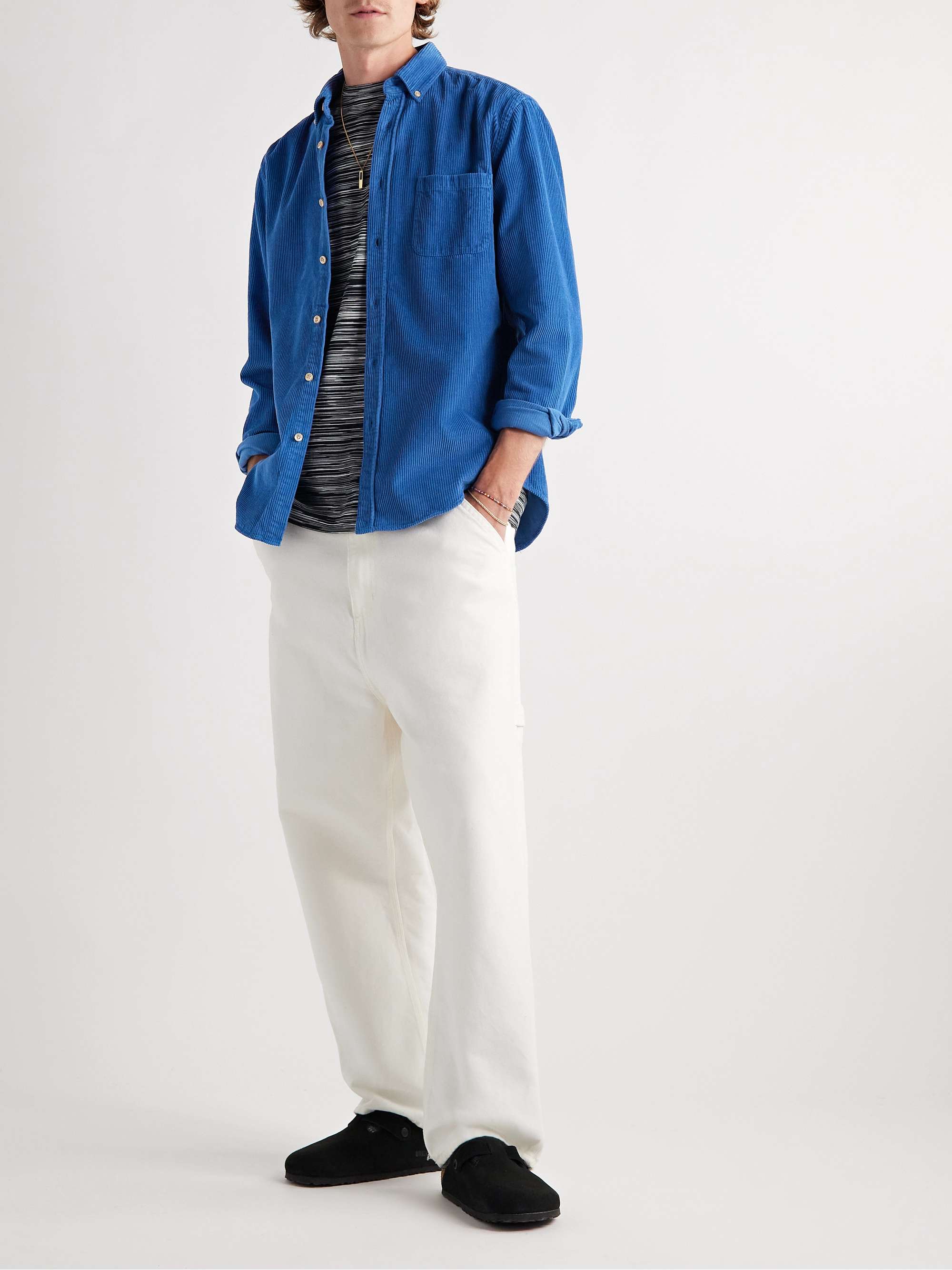 PORTUGUESE FLANNEL Lobo Button-Down Collar Cotton-Corduroy Shirt