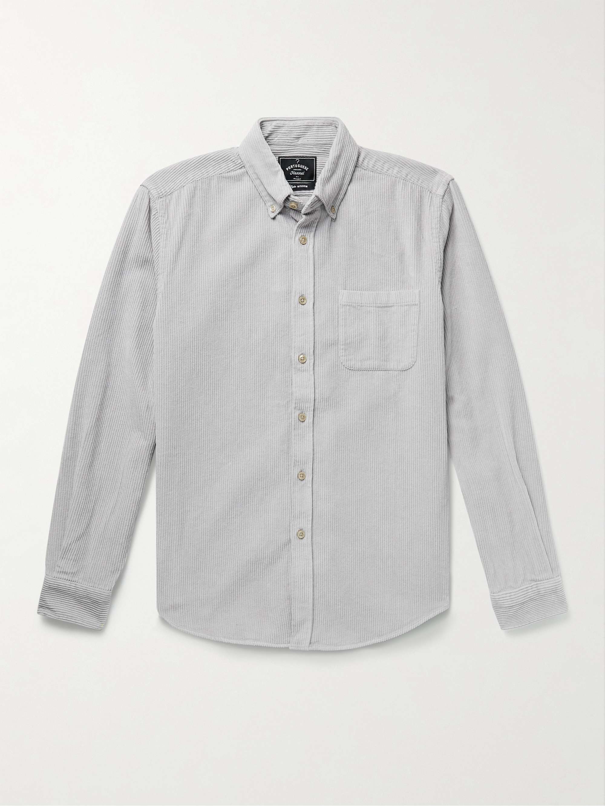 PORTUGUESE FLANNEL Lobo Button-Down Collar Cotton-Corduroy Shirt