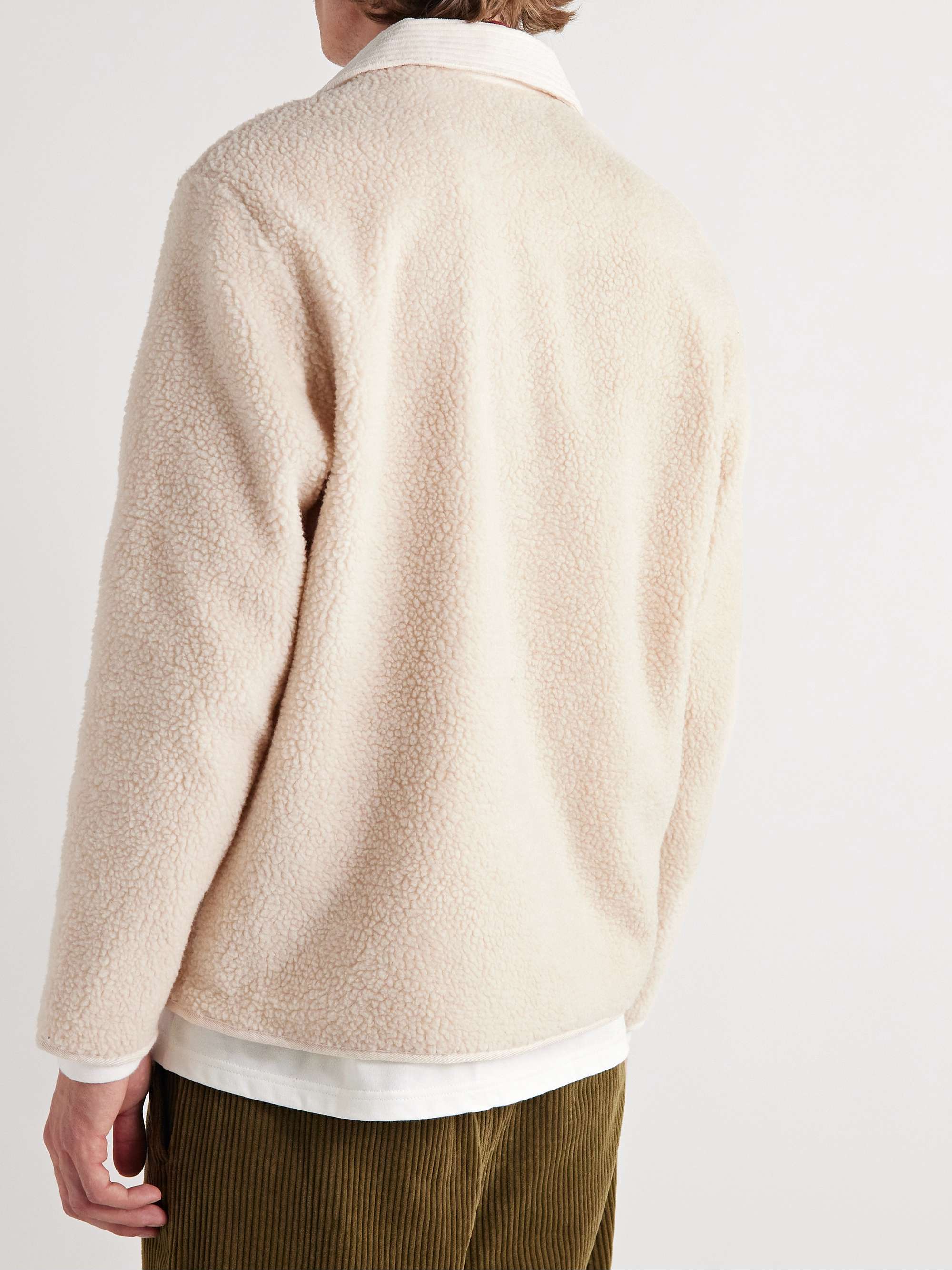 PORTUGUESE FLANNEL Touriga Corduroy-Trimmed Fleece Overshirt