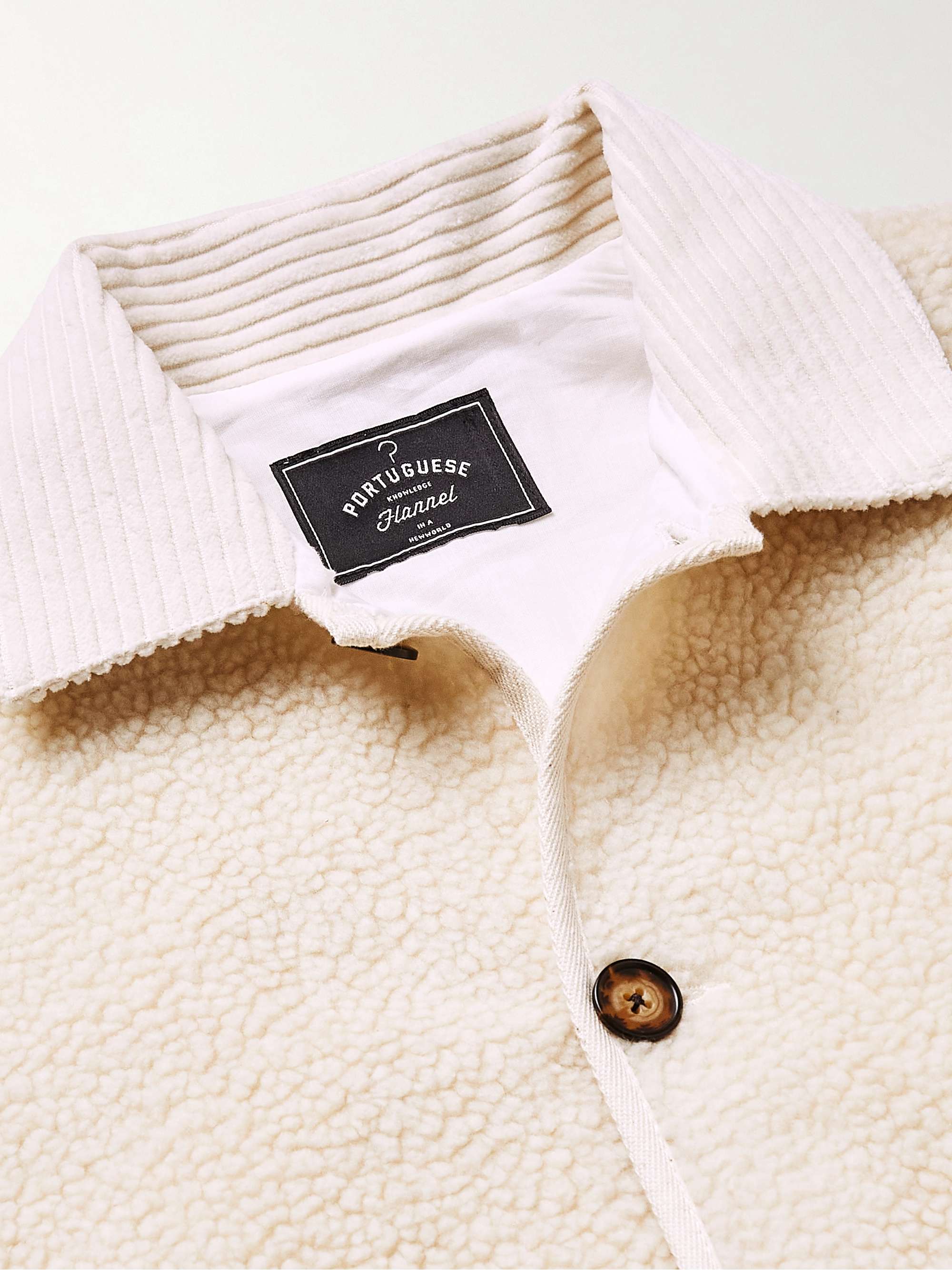 PORTUGUESE FLANNEL Touriga Corduroy-Trimmed Fleece Overshirt