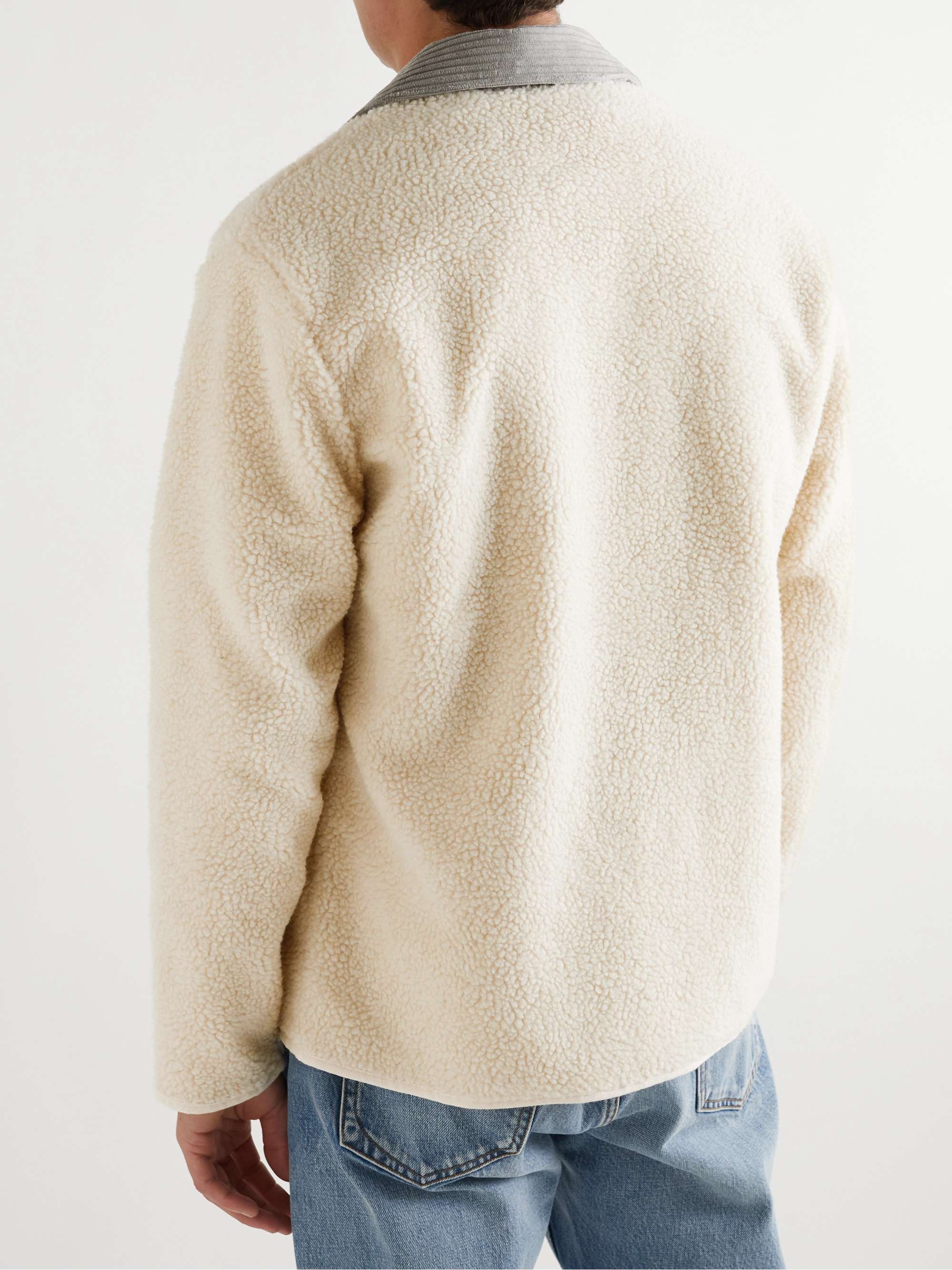PORTUGUESE FLANNEL Touriga Corduroy-Trimmed Fleece Overshirt