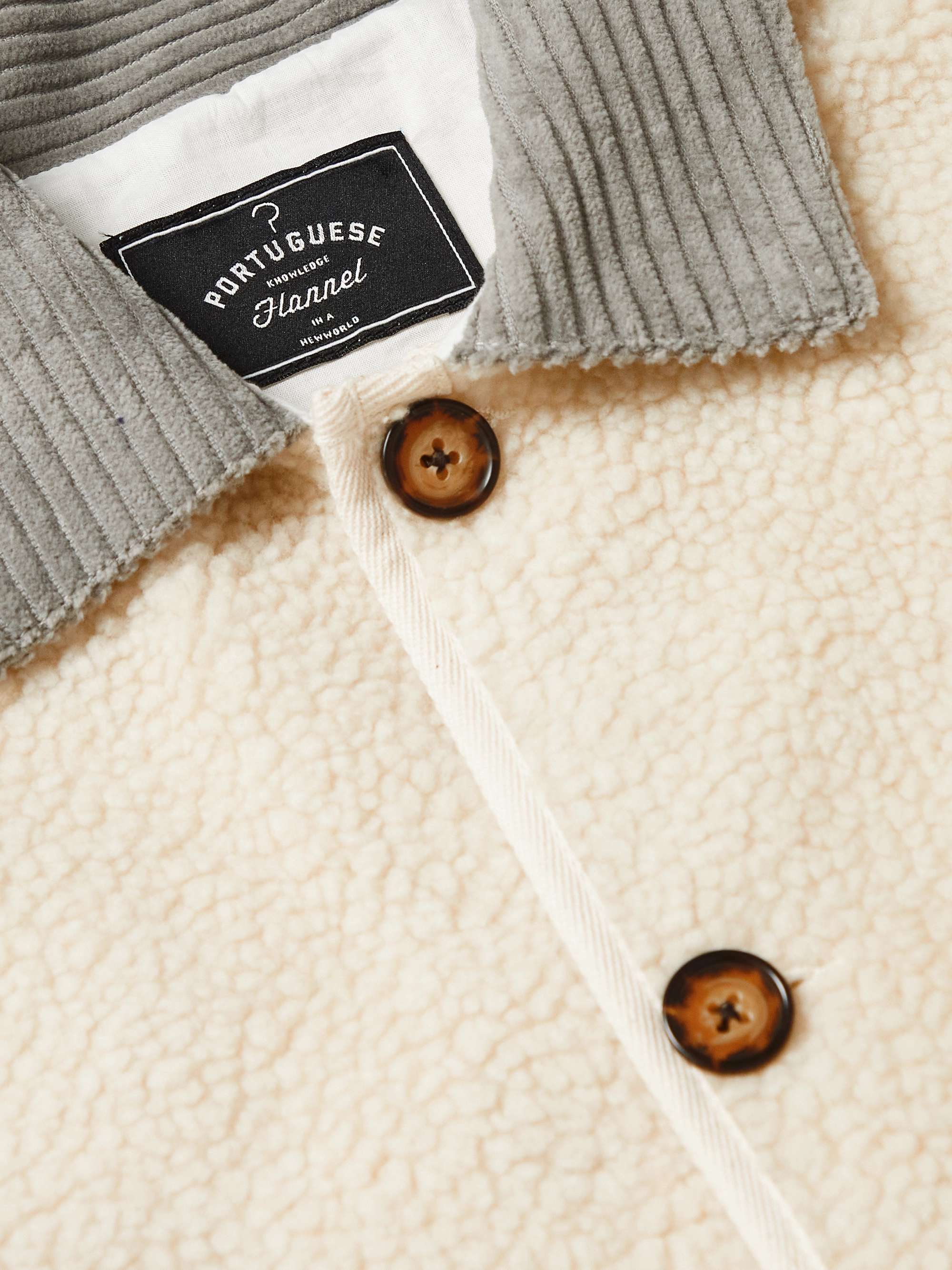 PORTUGUESE FLANNEL Touriga Corduroy-Trimmed Fleece Overshirt