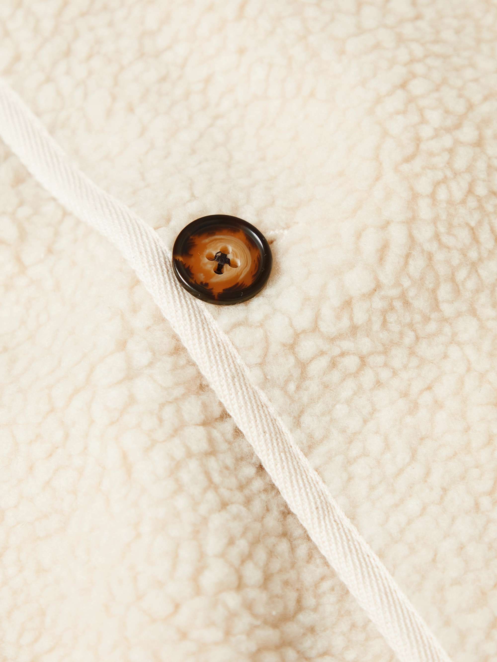 PORTUGUESE FLANNEL Touriga Corduroy-Trimmed Fleece Overshirt