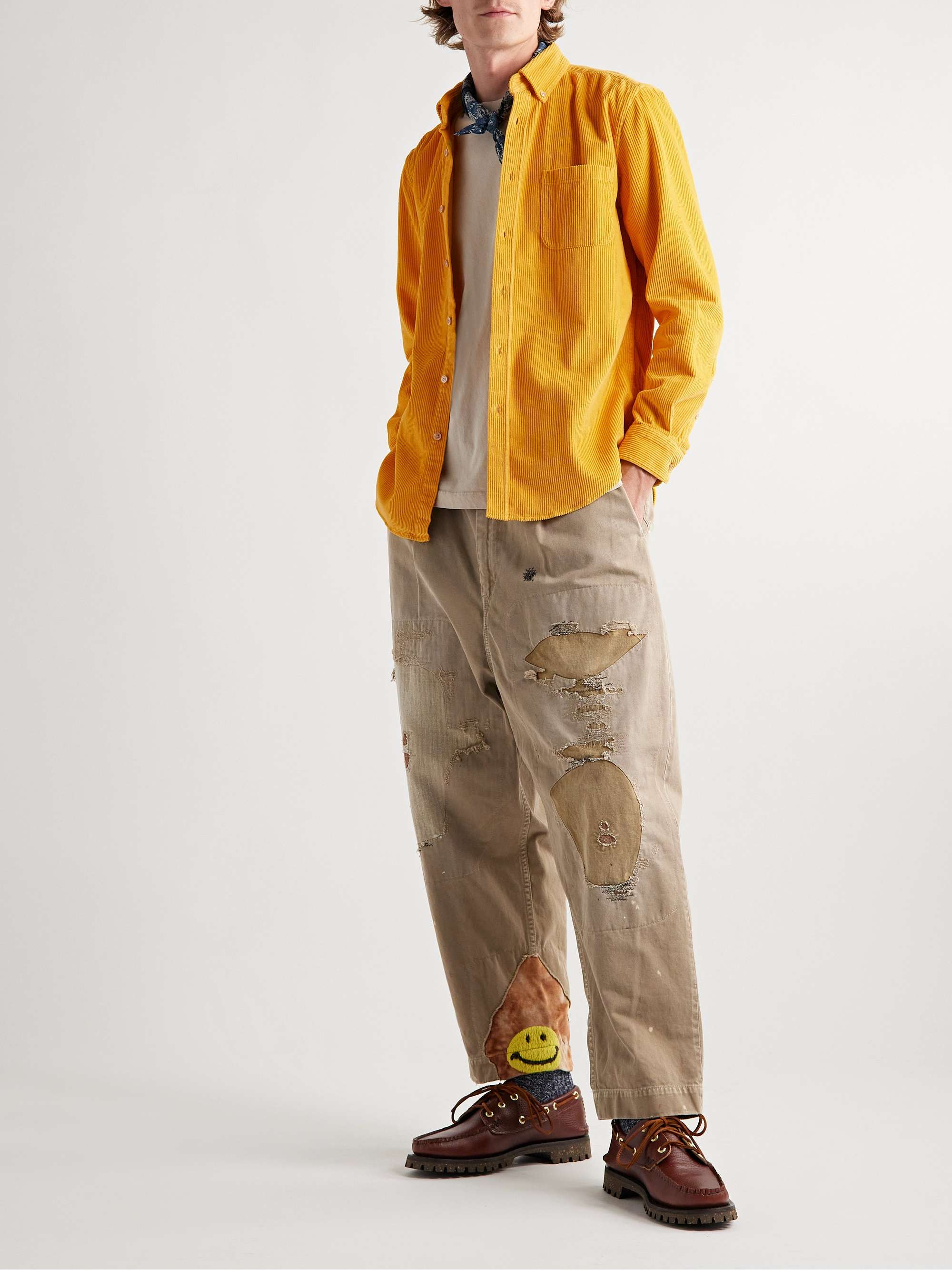 PORTUGUESE FLANNEL Lobo Button-Down Collar Cotton-Corduroy Shirt