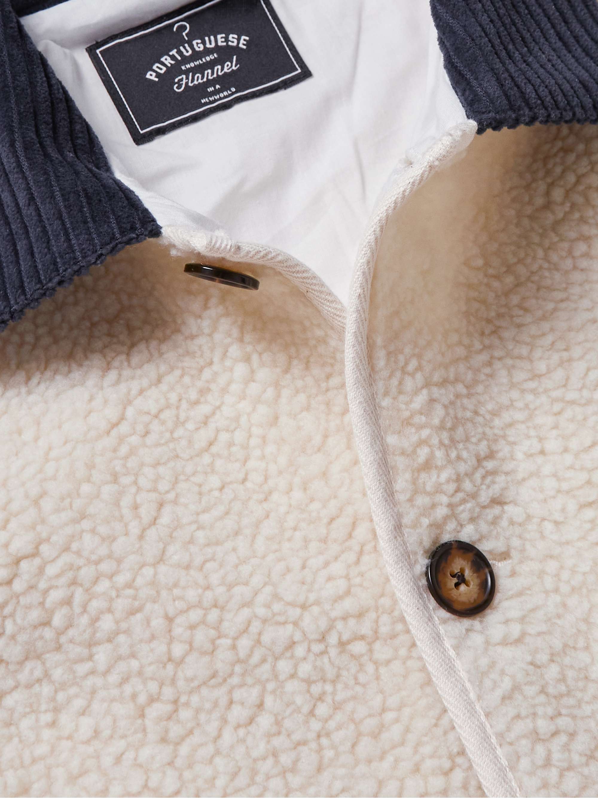 PORTUGUESE FLANNEL Touriga Corduroy-Trimmed Fleece Overshirt