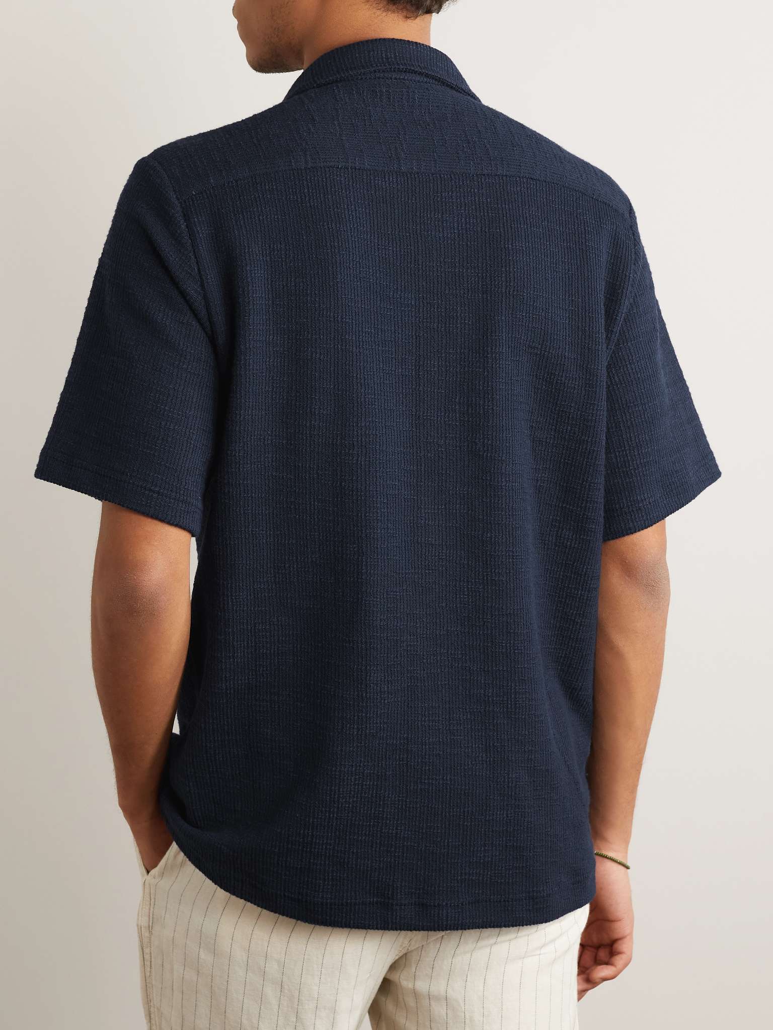 NN07 Julio Camp-Collar Logo-Embroidered Cotton-Blend Bouclé Shirt | MR ...