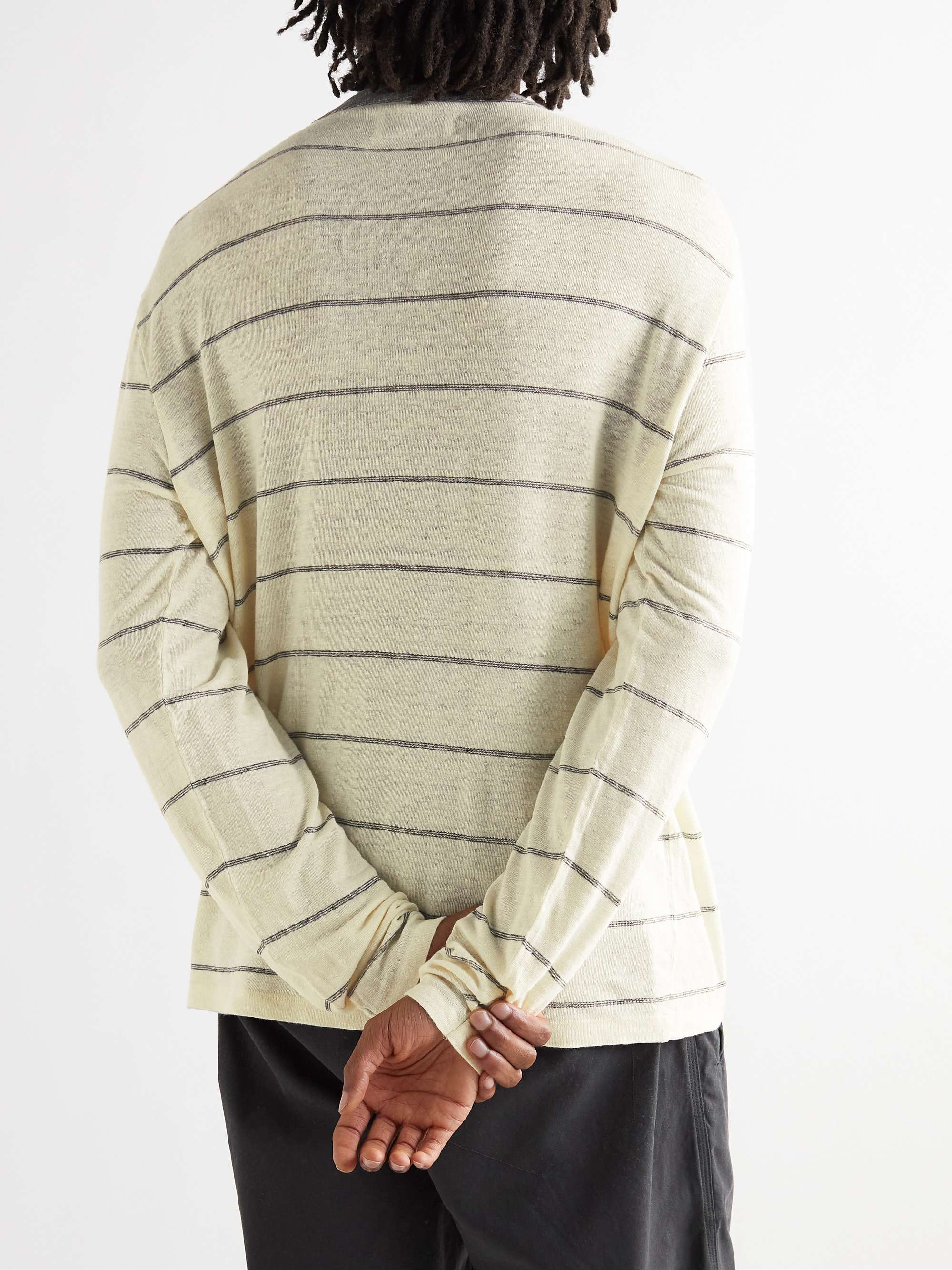 OFFICINE GÉNÉRALE Striped Stretch-Linen T-Shirt