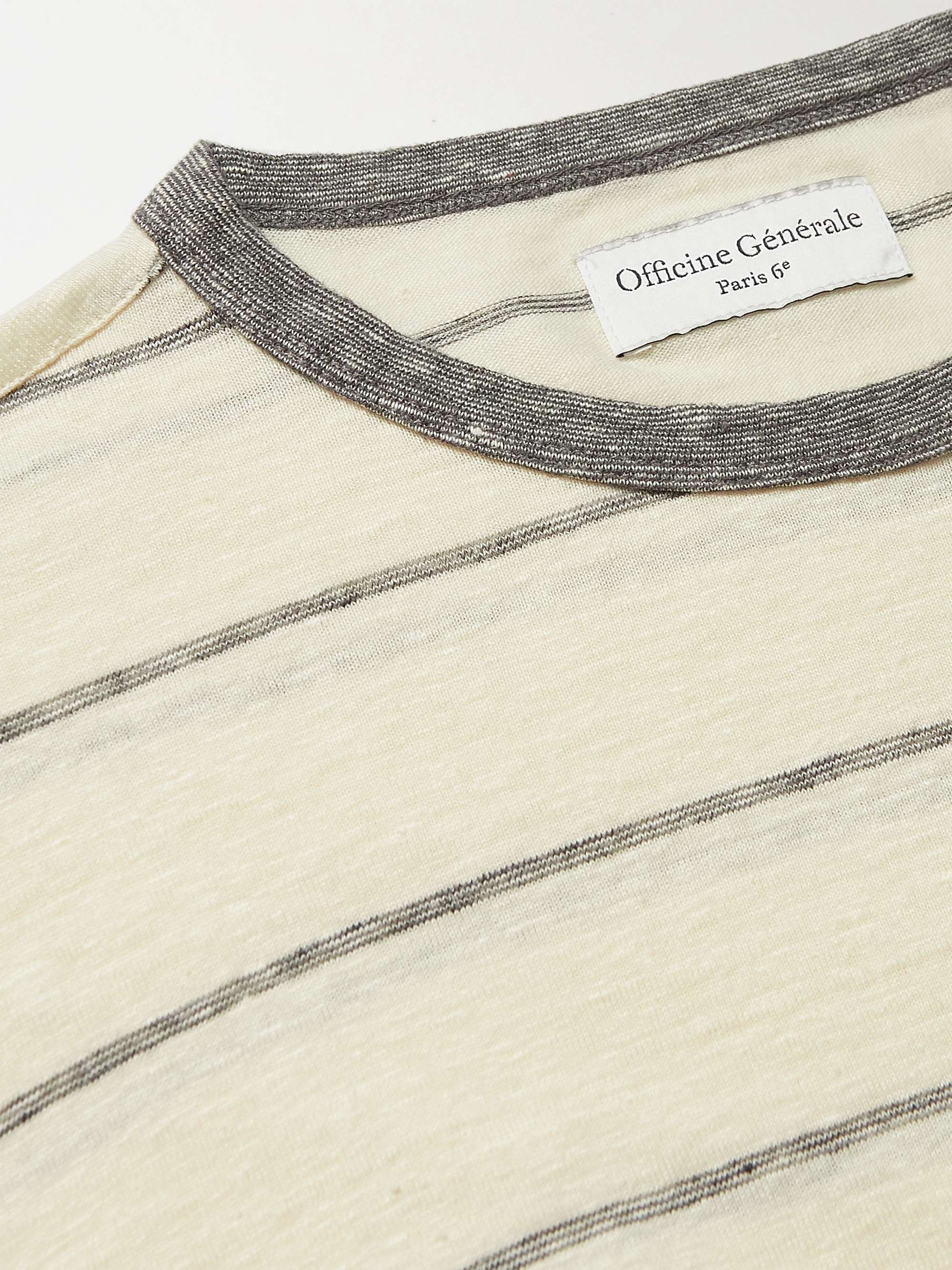 OFFICINE GÉNÉRALE Striped Stretch-Linen T-Shirt
