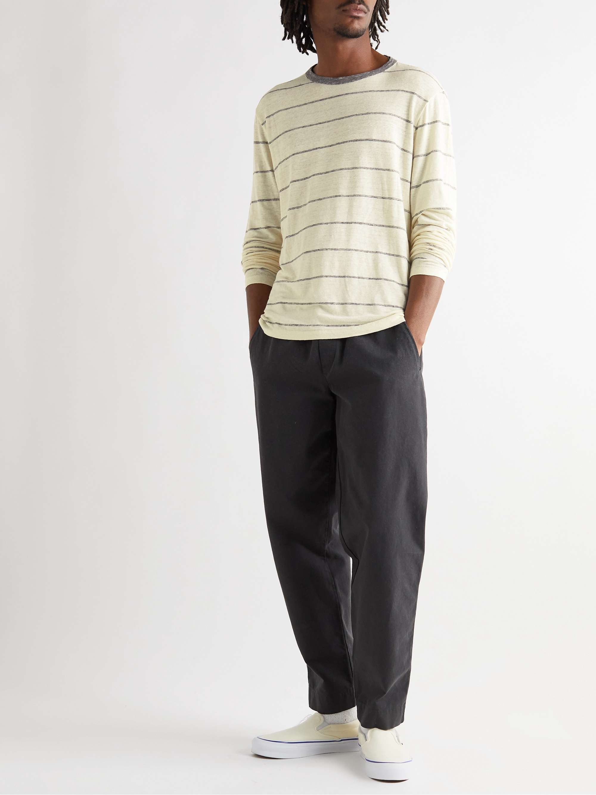 OFFICINE GÉNÉRALE Striped Stretch-Linen T-Shirt