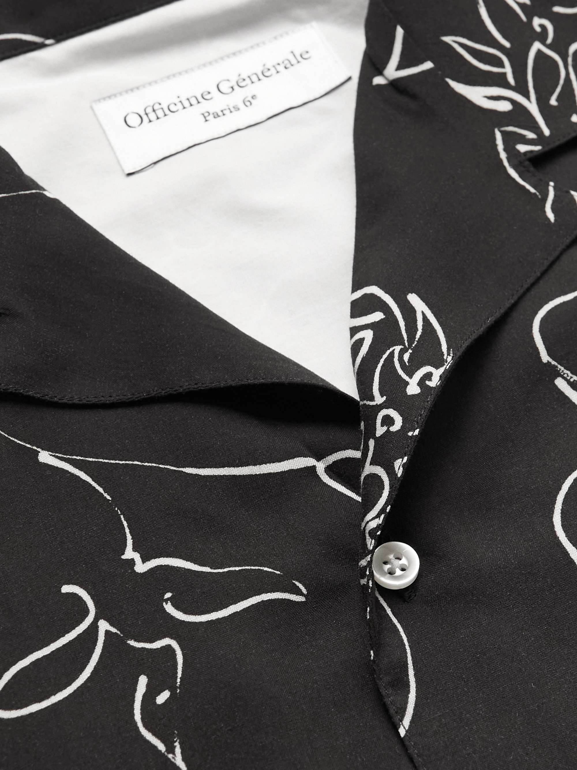 OFFICINE GÉNÉRALE Eren Camp-Collar Printed Crepe Shirt