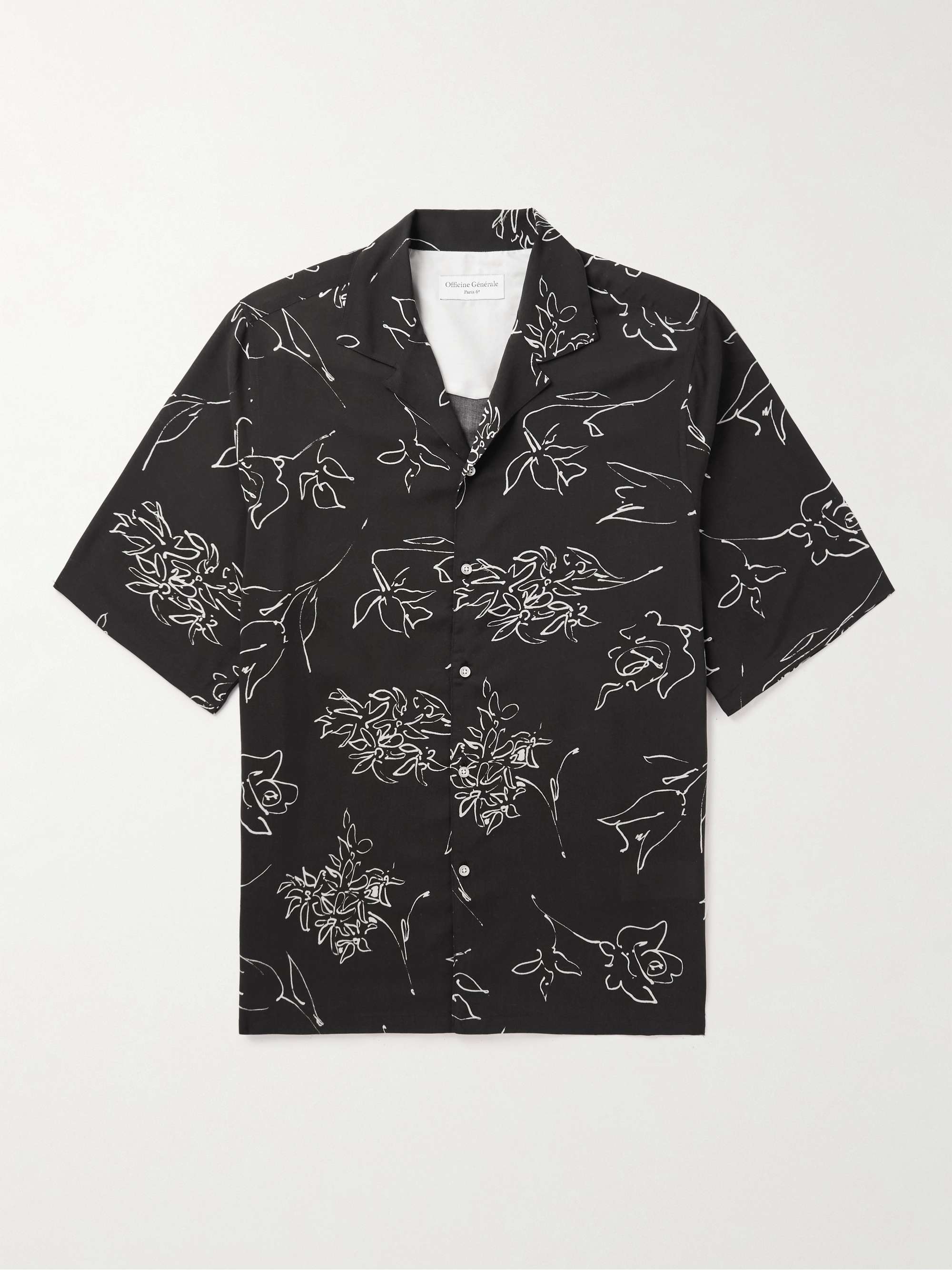 OFFICINE GÉNÉRALE Eren Camp-Collar Printed Crepe Shirt
