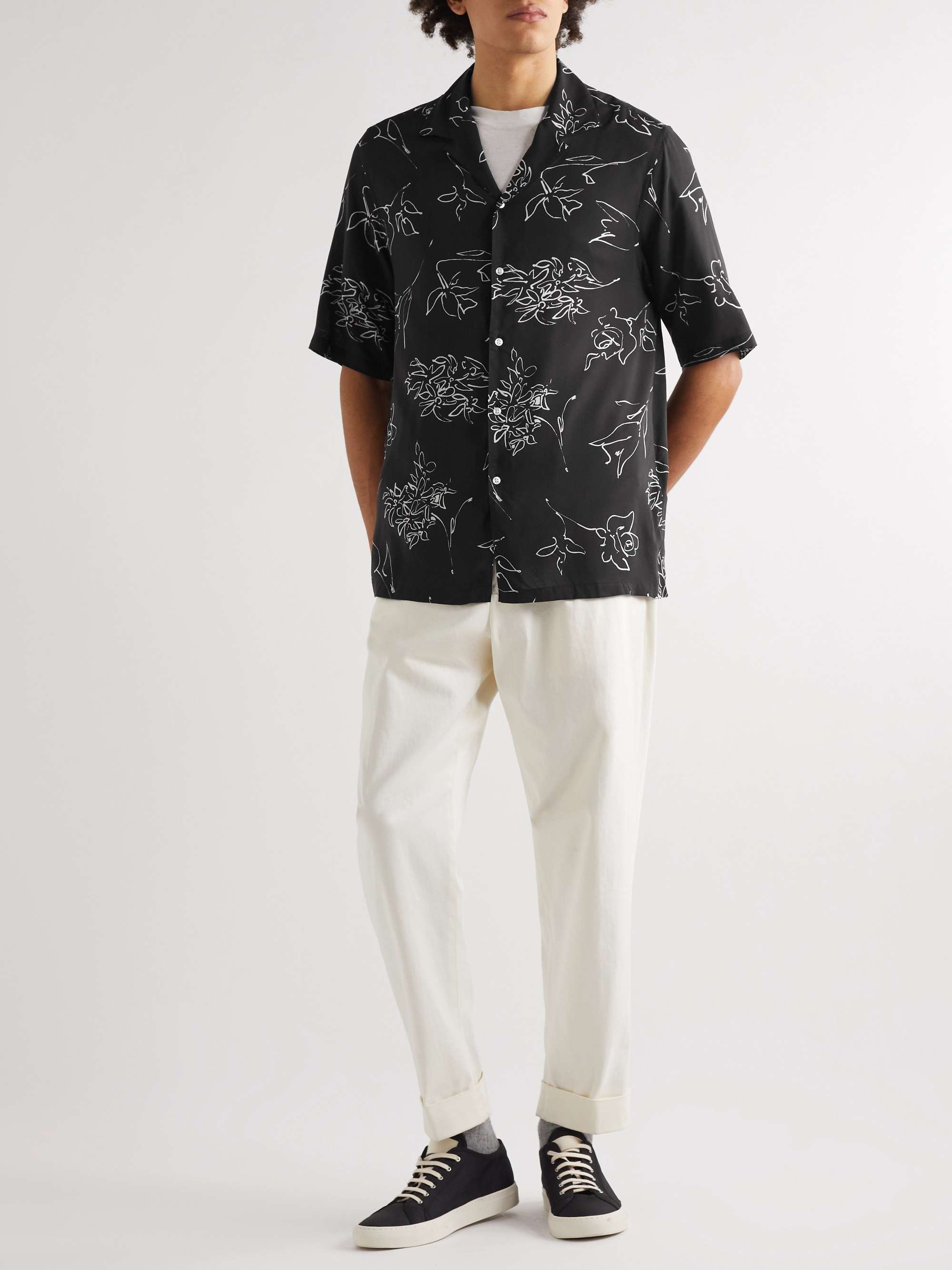 OFFICINE GÉNÉRALE Eren Camp-Collar Printed Crepe Shirt