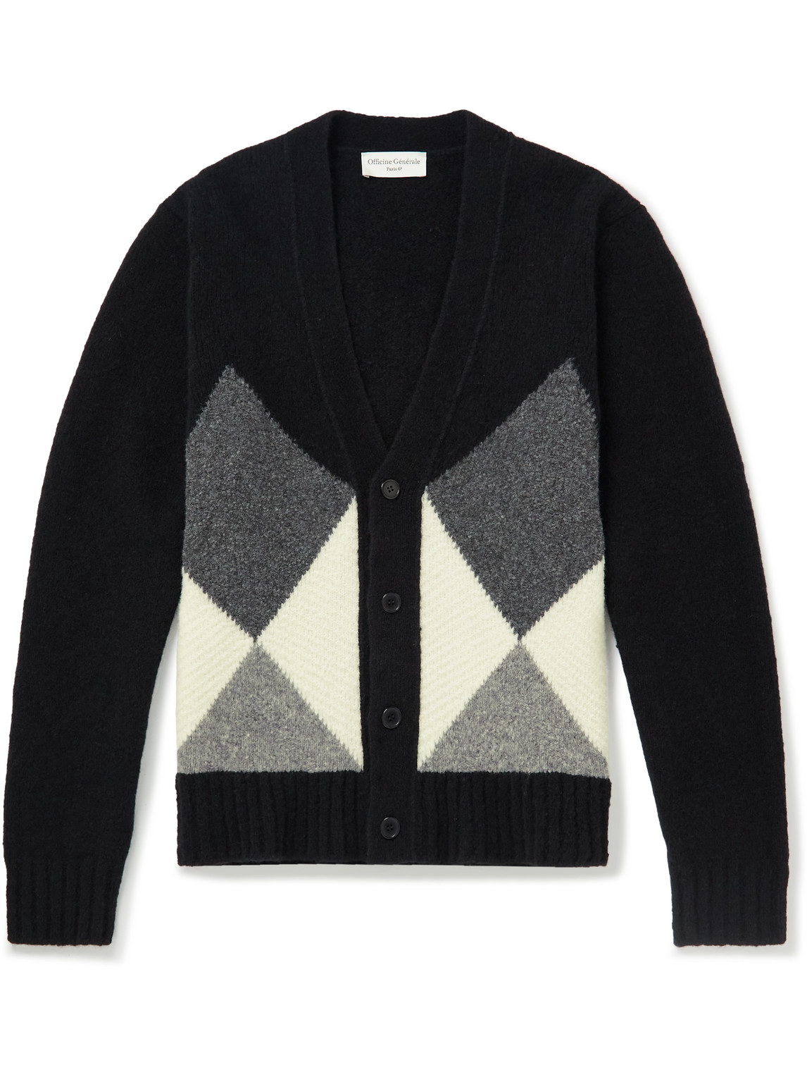 OFFICINE GENERALE MILES ARGYLE WOOL-BLEND CARDIGAN