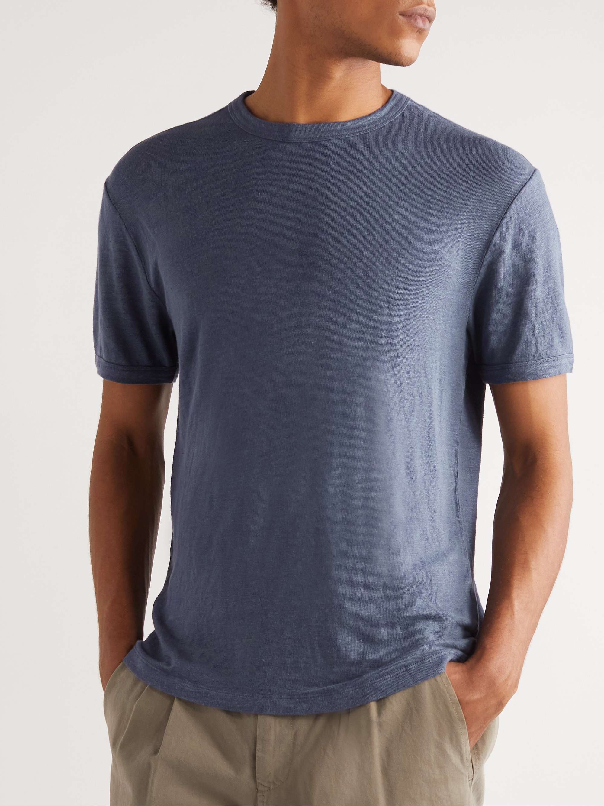 OFFICINE GÉNÉRALE Garment-Dyed Linen-Blend T-Shirt