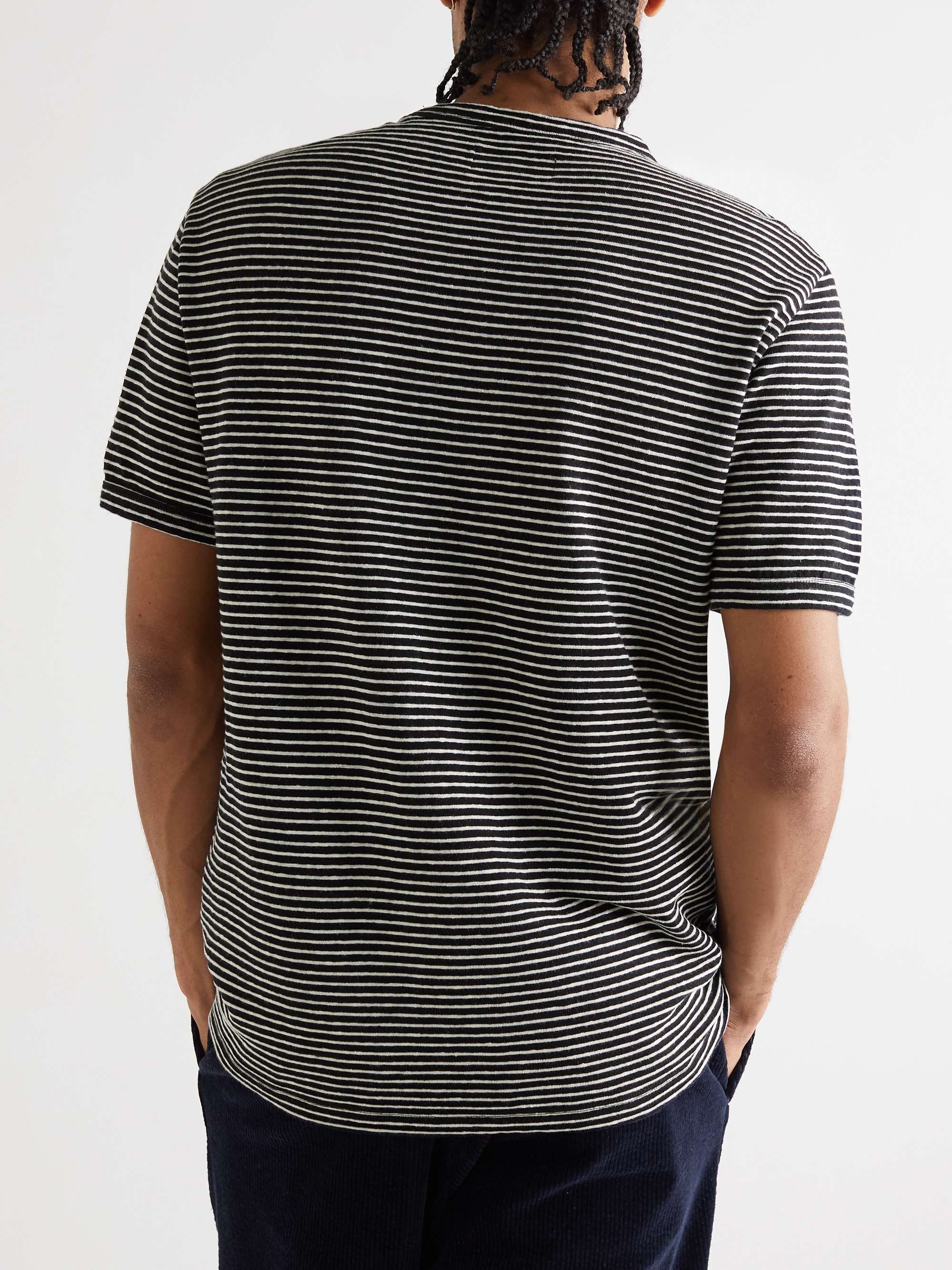 OFFICINE GÉNÉRALE Striped Cotton and Linen-Blend T-Shirt