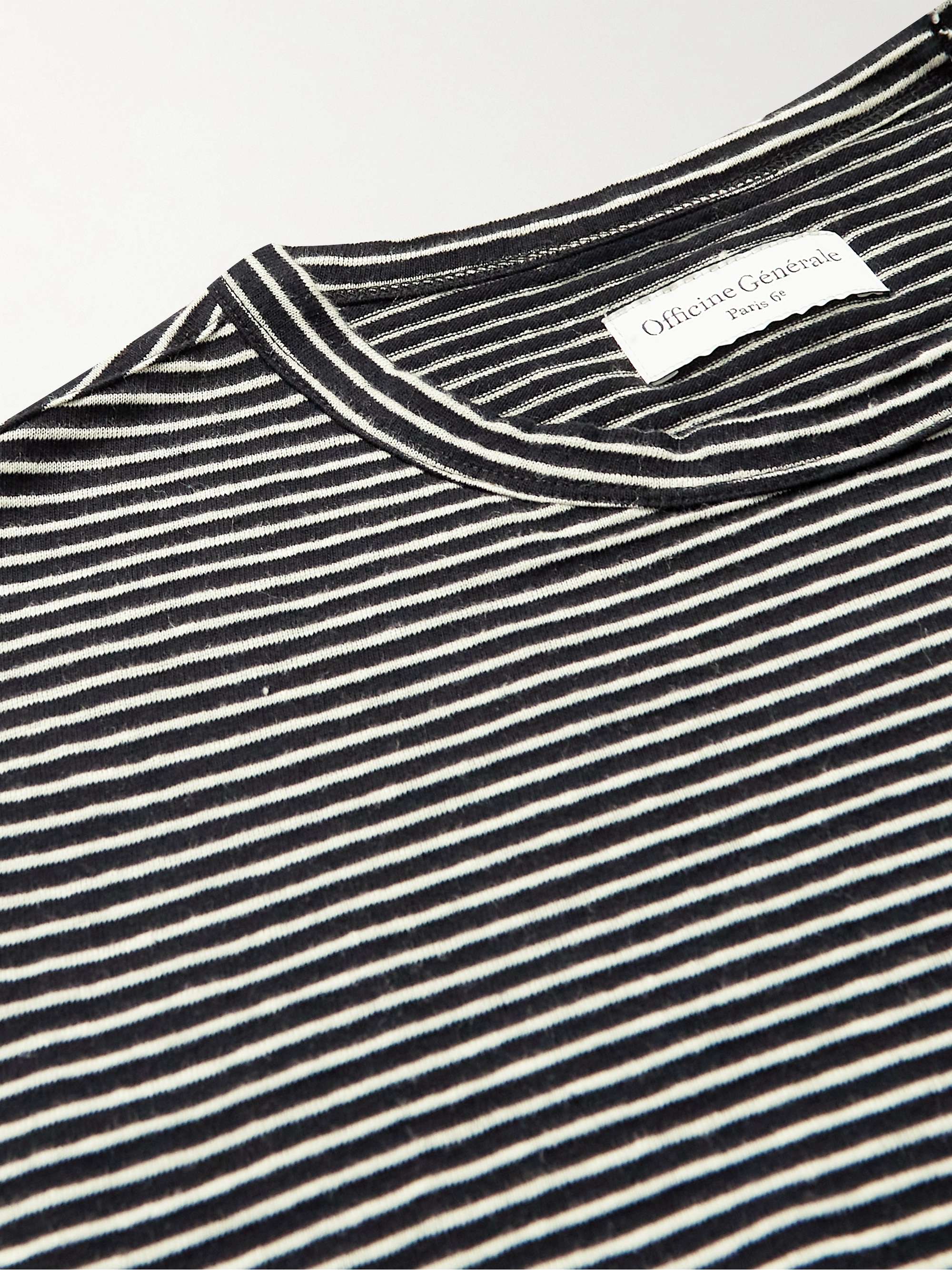 OFFICINE GÉNÉRALE Striped Cotton and Linen-Blend T-Shirt