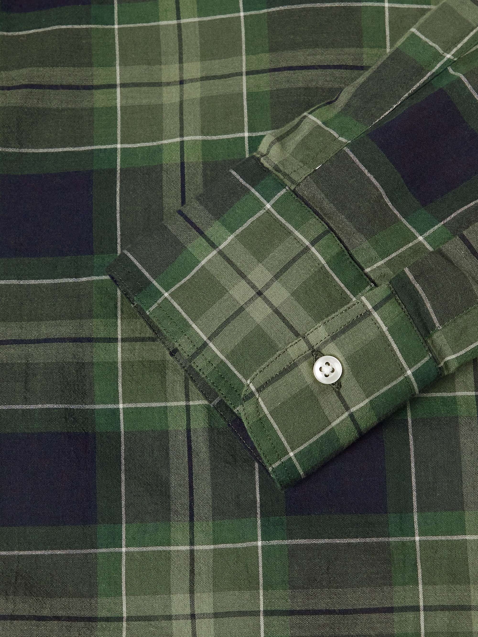 OFFICINE GÉNÉRALE Arsene Button-Down Collar Checked Cotton and Wool-Blend Shirt