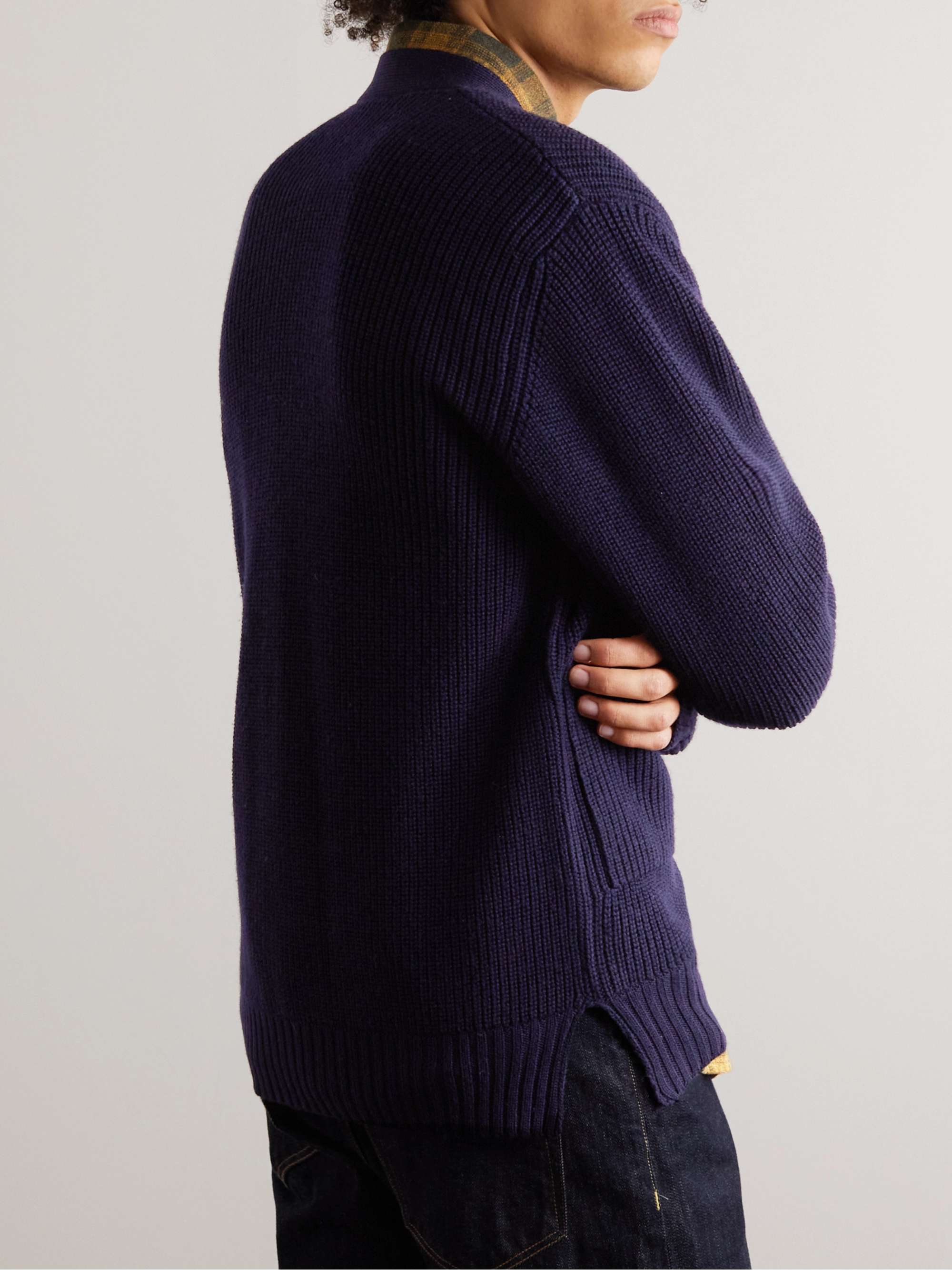 OFFICINE GÉNÉRALE Miles Ribbed Merino Wool Zip-Up Cardigan