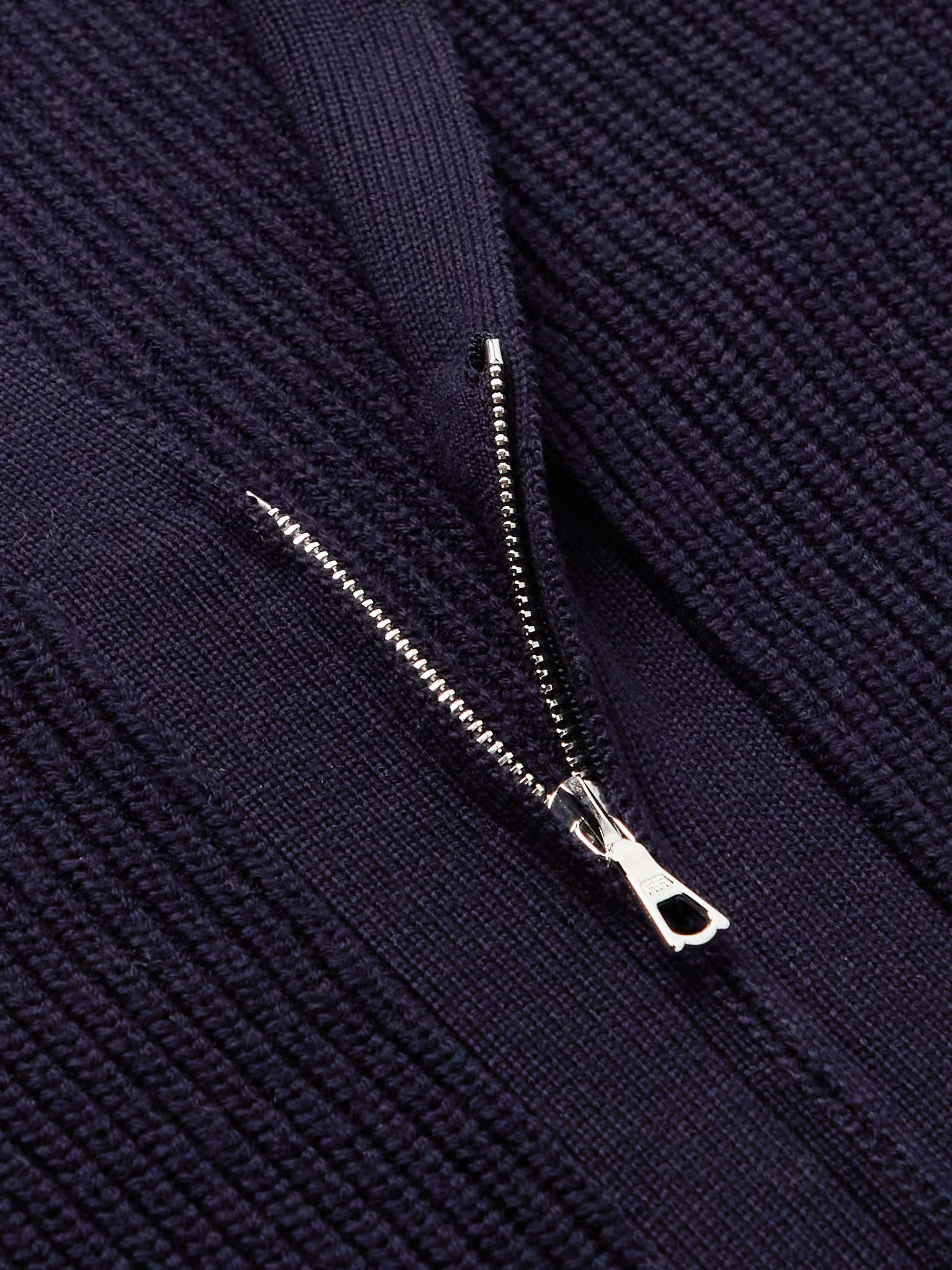 OFFICINE GÉNÉRALE Miles Ribbed Merino Wool Zip-Up Cardigan