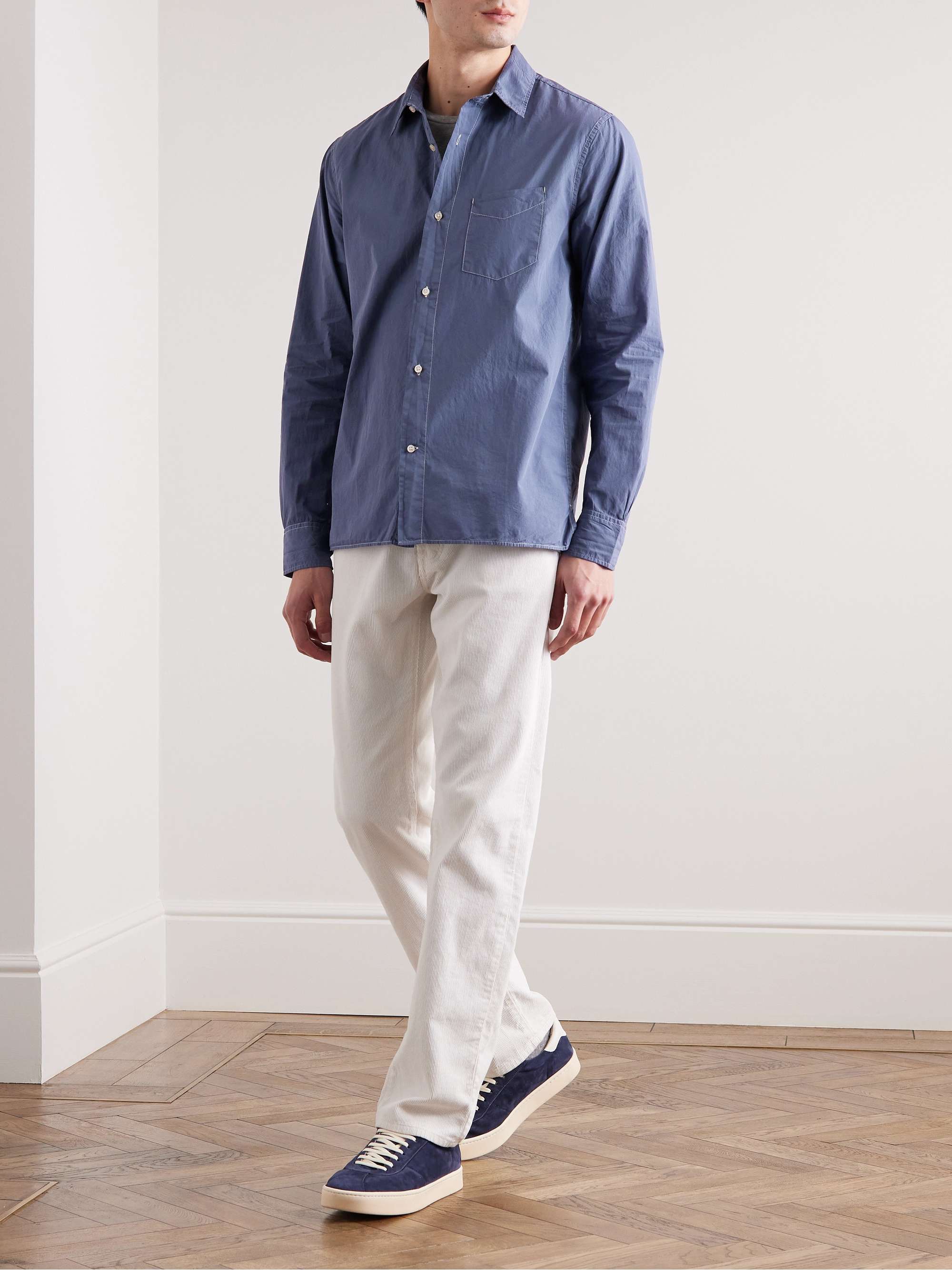 OFFICINE GÉNÉRALE Emory Garment-Dyed Cotton-Poplin Shirt for Men | MR ...