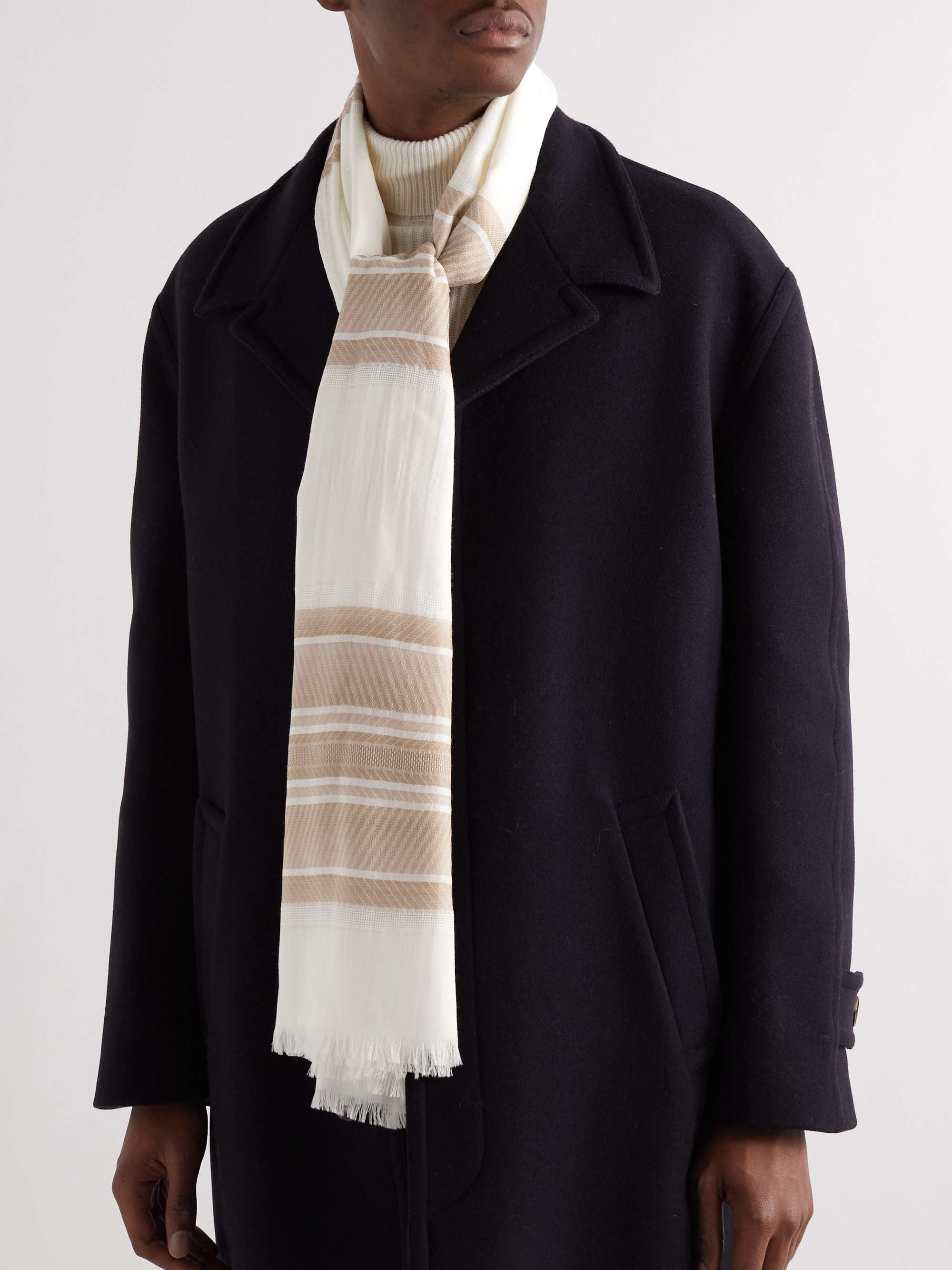 JOHNSTONS OF ELGIN Fringed Striped Merino Wool Scarf for Men MR PORTER