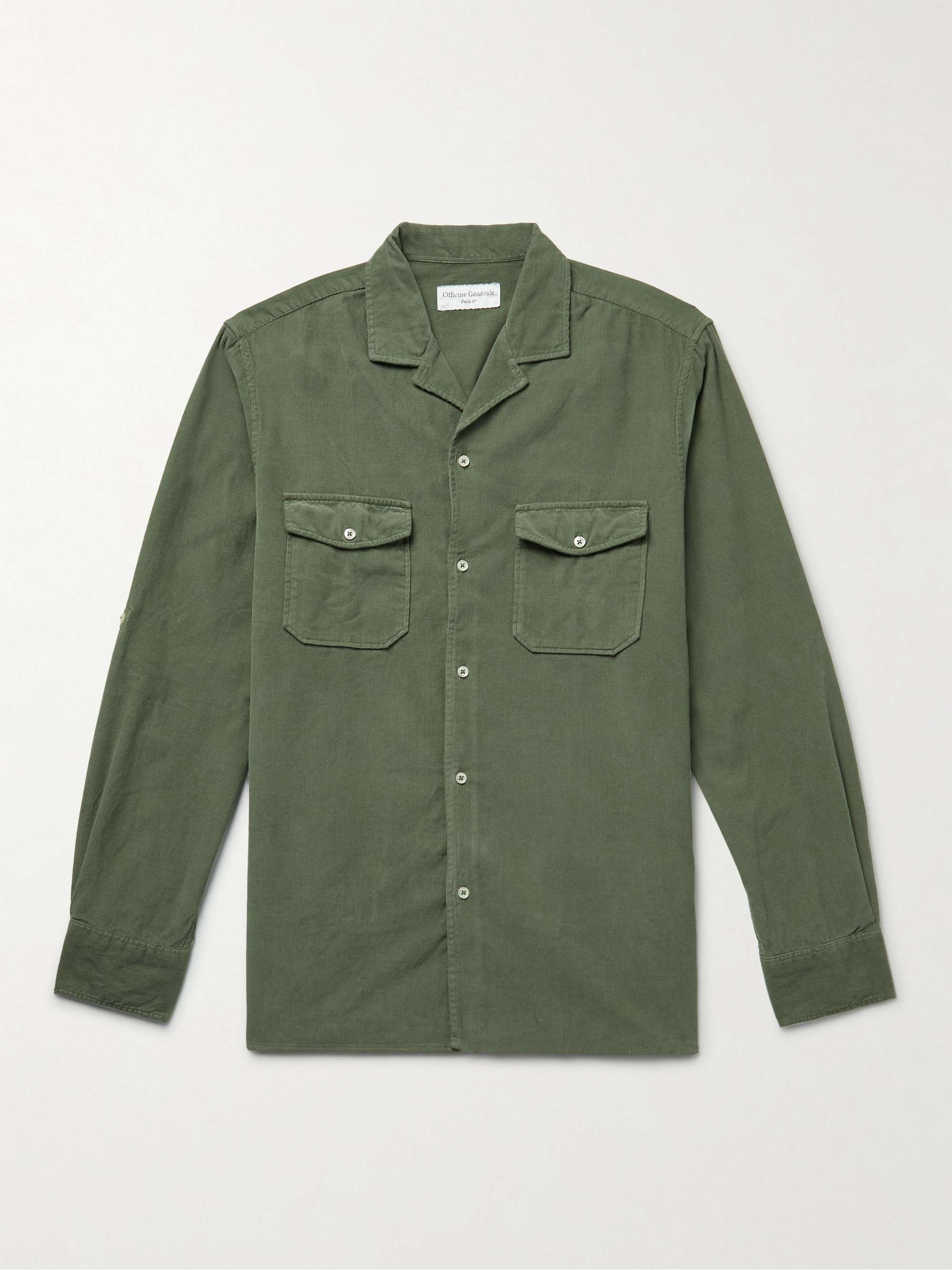 OFFICINE GÉNÉRALE Eric Camp-Collar Garment-Dyed Cotton-Corduroy Shirt