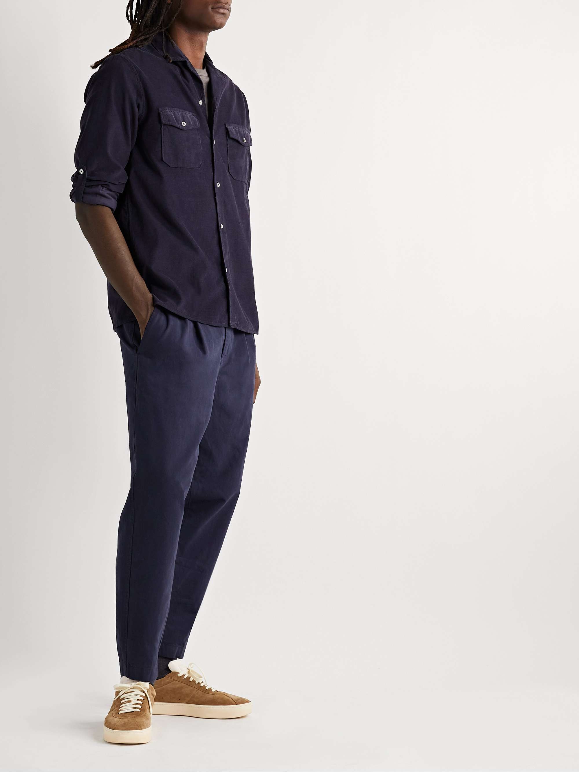 OFFICINE GÉNÉRALE Eric Camp-Collar Garment-Dyed Cotton-Corduroy Shirt