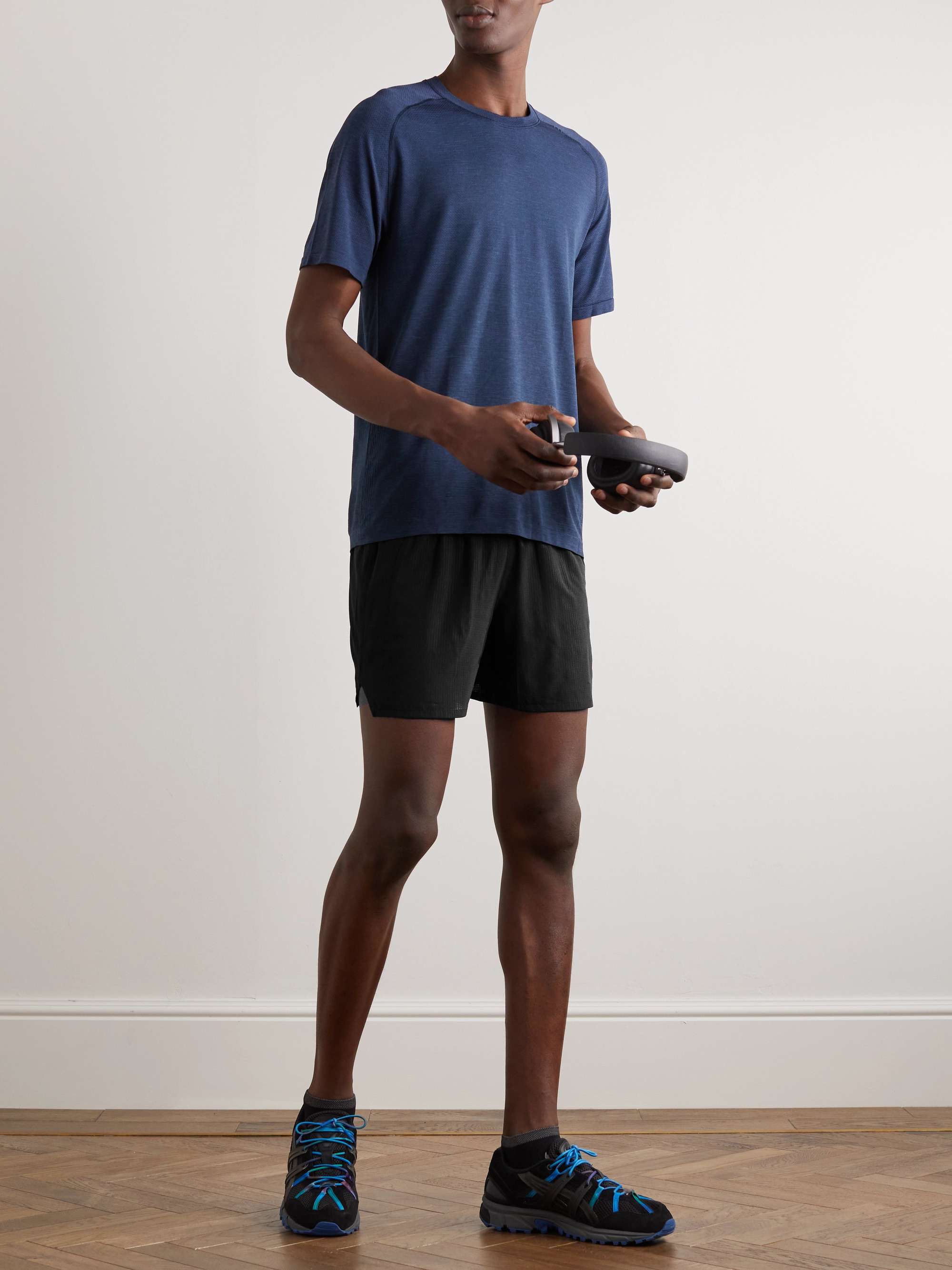 ASICS Ventilate Straight-Leg Perforated Stretch-Jersey Shorts