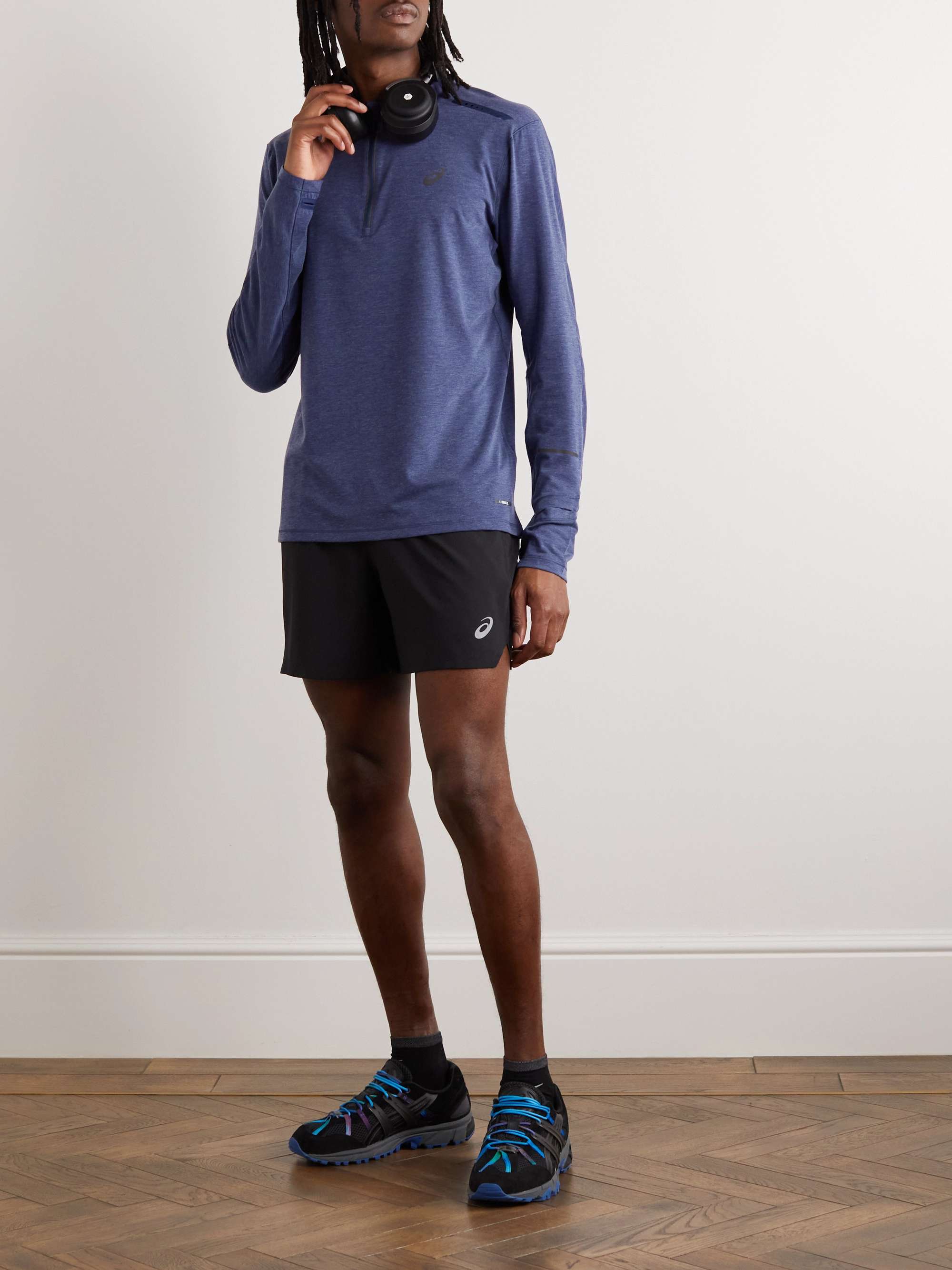 ASICS METARUN™ Logo-Print Recycled-Jersey Half-Zip Top