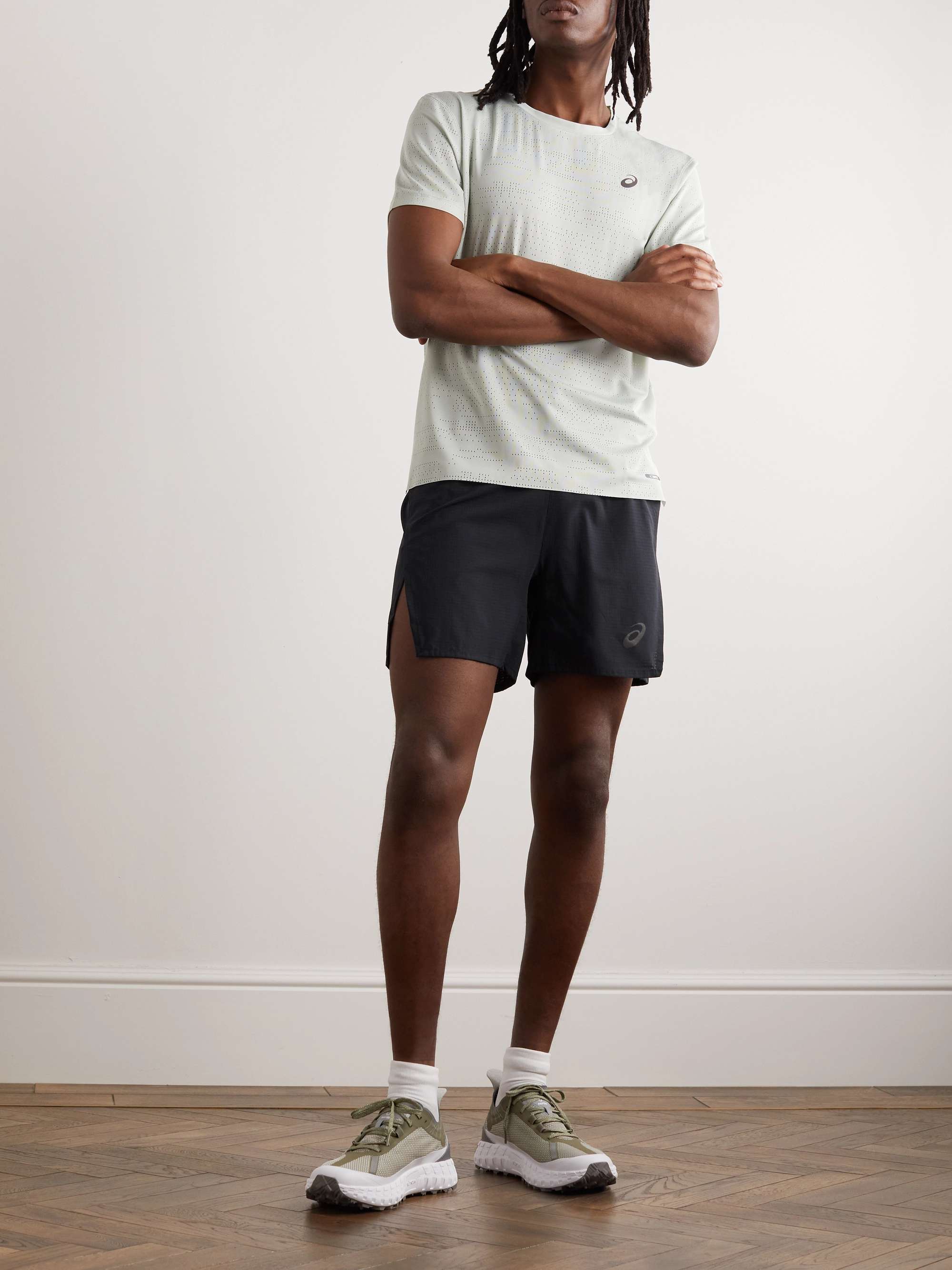 ASICS Fujitrail Straight-Leg Perfoated Stretch-Shell and Mesh Shorts