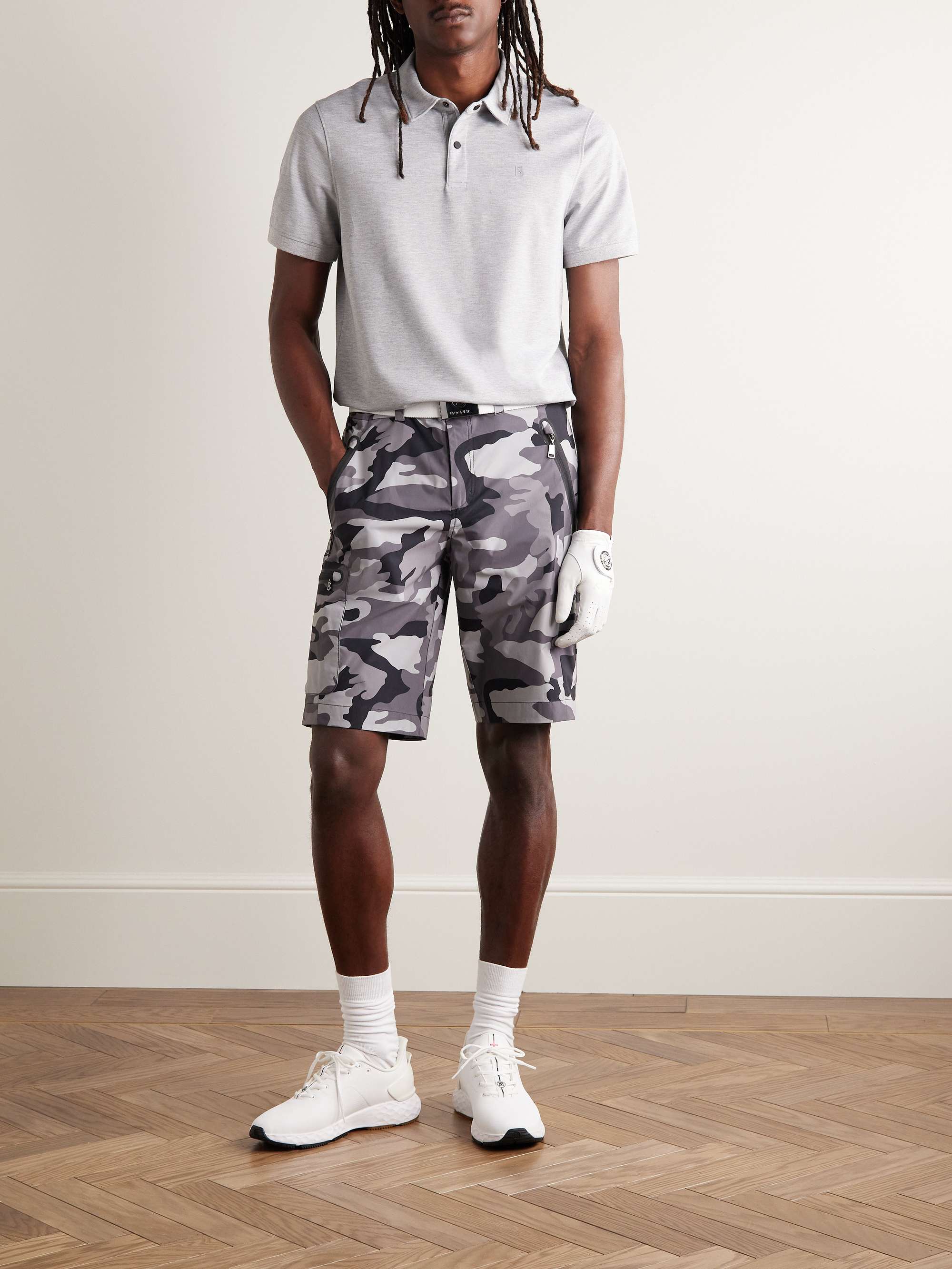 BOGNER Timo Logo-Appliquéd Striped Cotton-Blend Piqué Polo Shirt