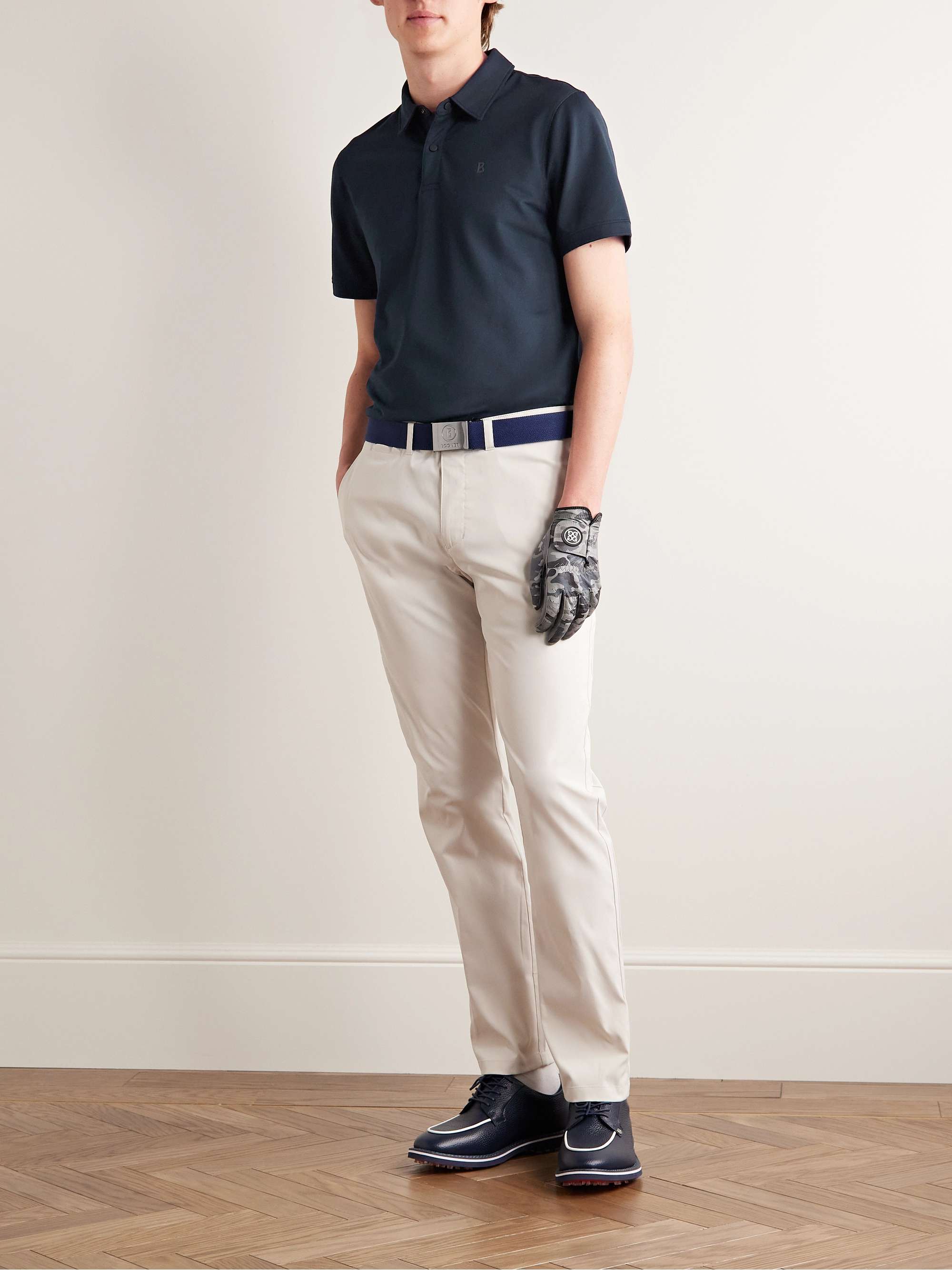 BOGNER Timo Logo-Appliquéd Striped Cotton-Blend Piqué Polo Shirt
