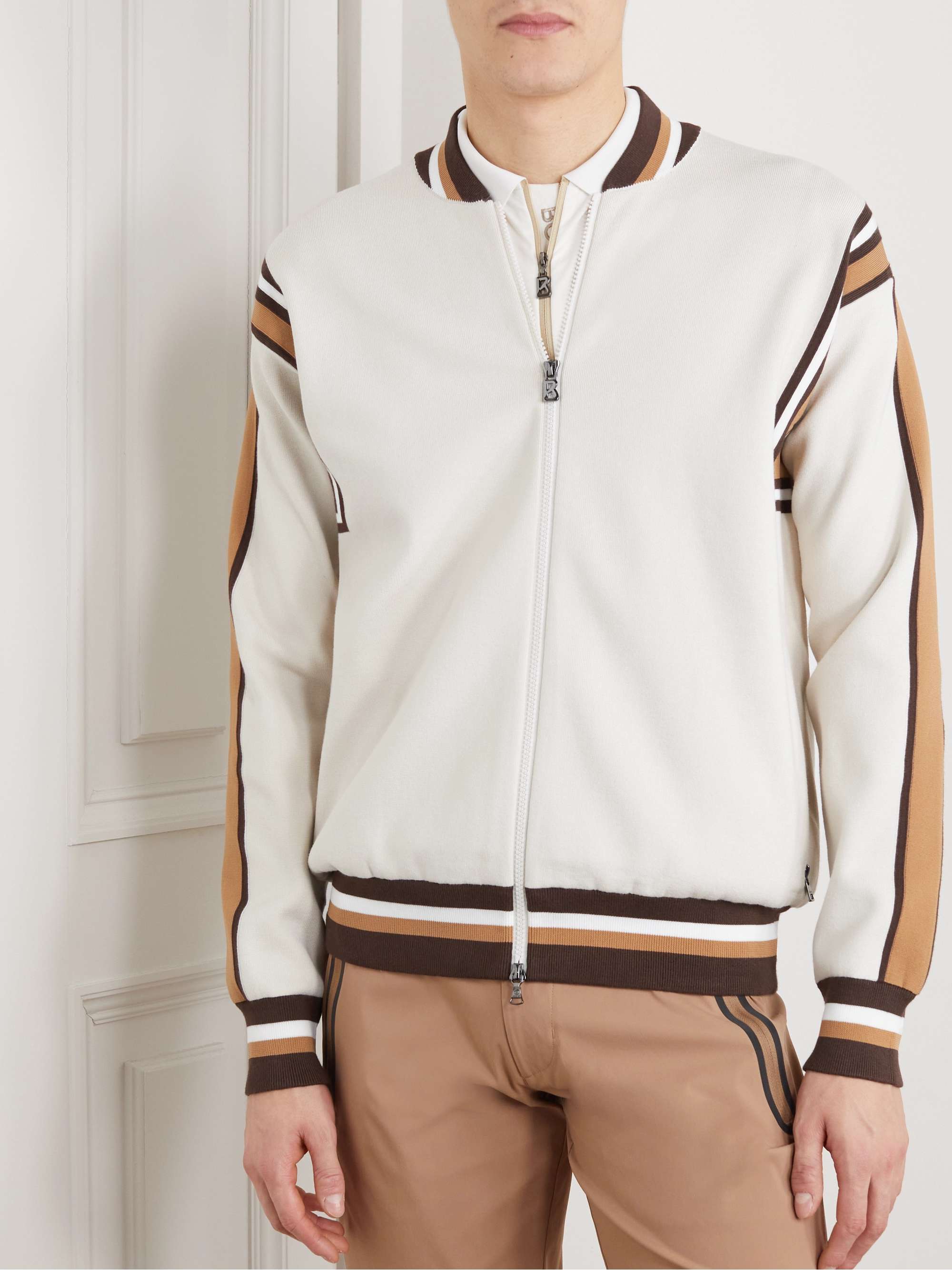 BOGNER Theodor Logo-Embroidered Stretch-Knit Golf Bomber Jacket