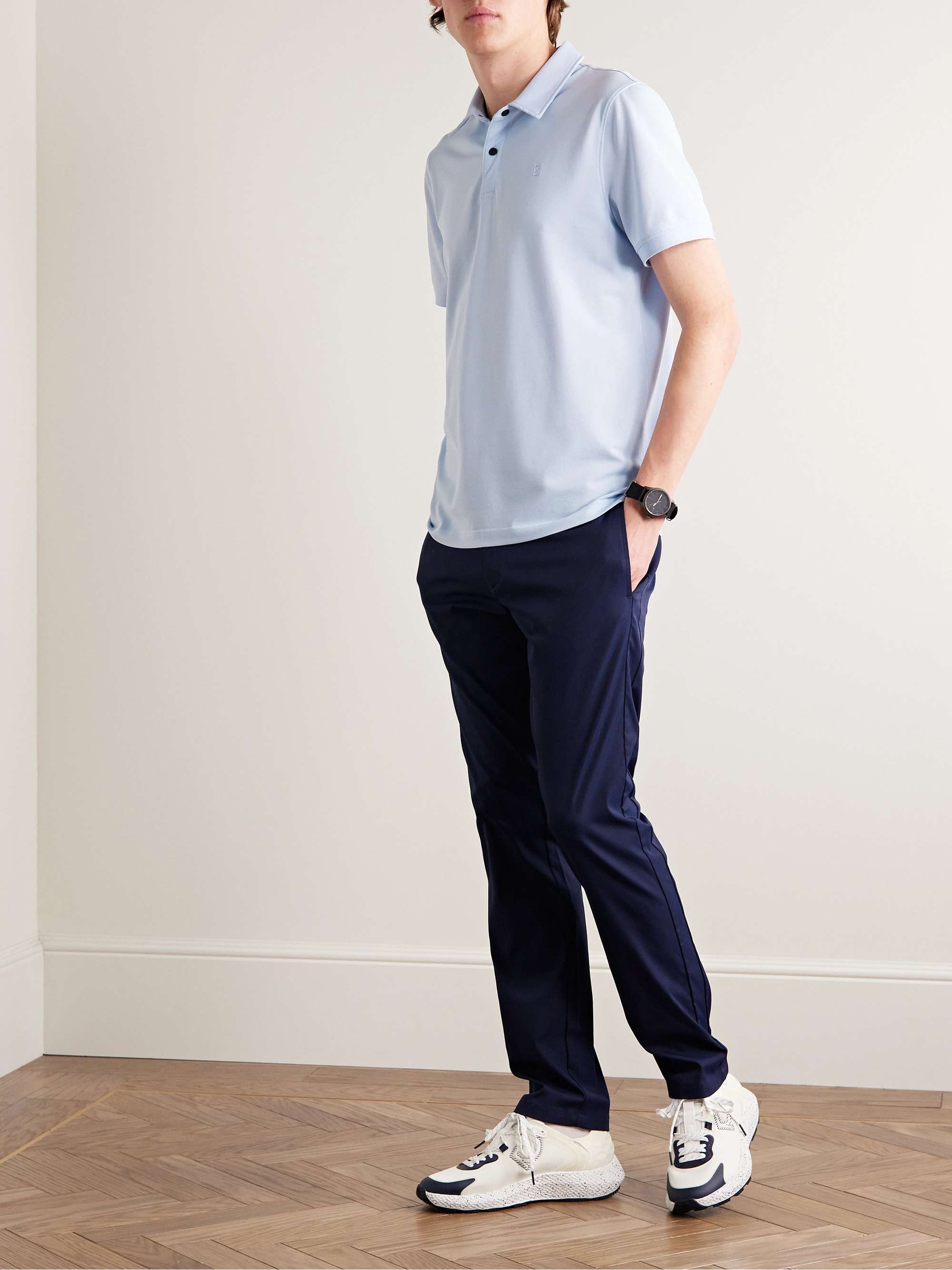 BOGNER Timo Logo-Appliquéd Striped Cotton-Blend Piqué Polo Shirt