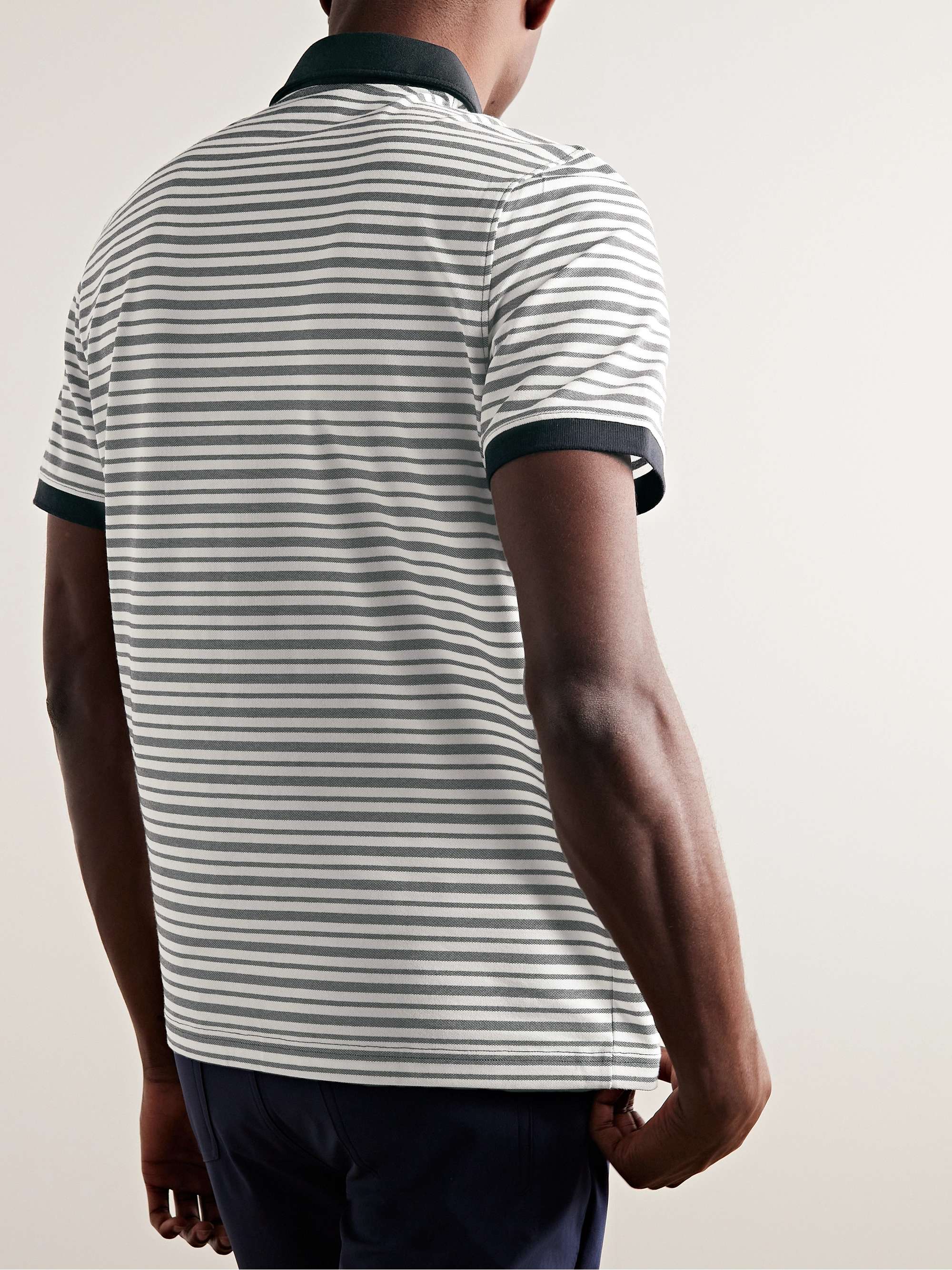 BOGNER Timo Logo-Appliquéd Striped Cotton-Blend Piqué Polo Shirt