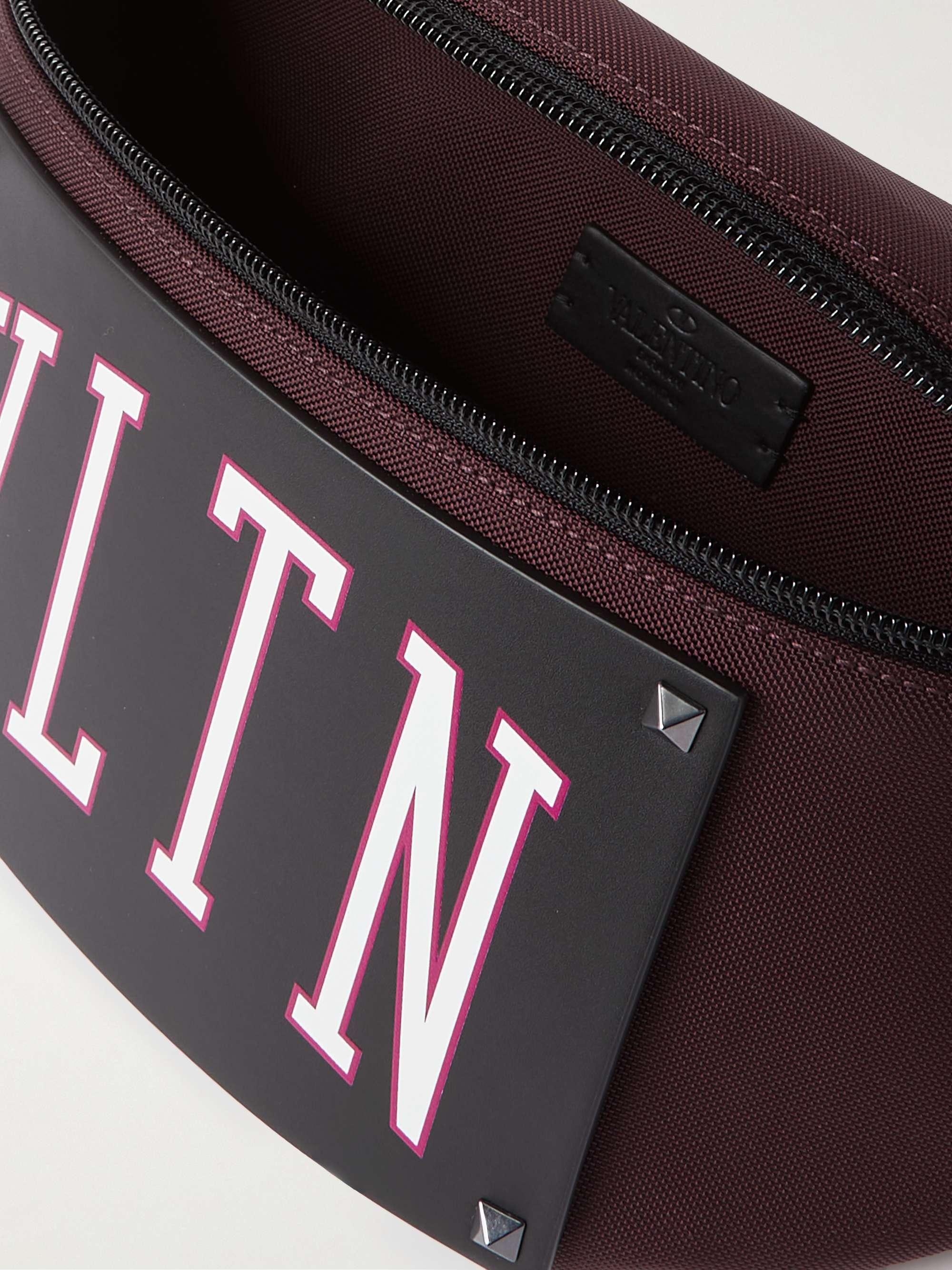 VALENTINO GARAVANI Valentino Garavani Logo-Print Leather-Trimmed Canvas Belt Bag