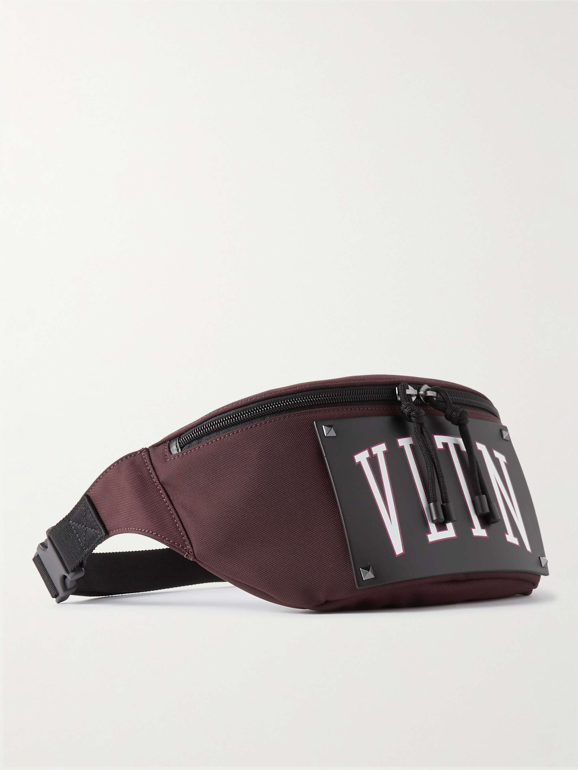 VALENTINO GARAVANI Valentino Garavani Logo-Print Leather-Trimmed Canvas Belt Bag