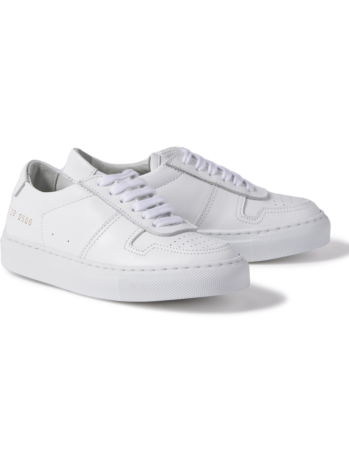 Common Projects Bball Perforated Leather Sneakers In White