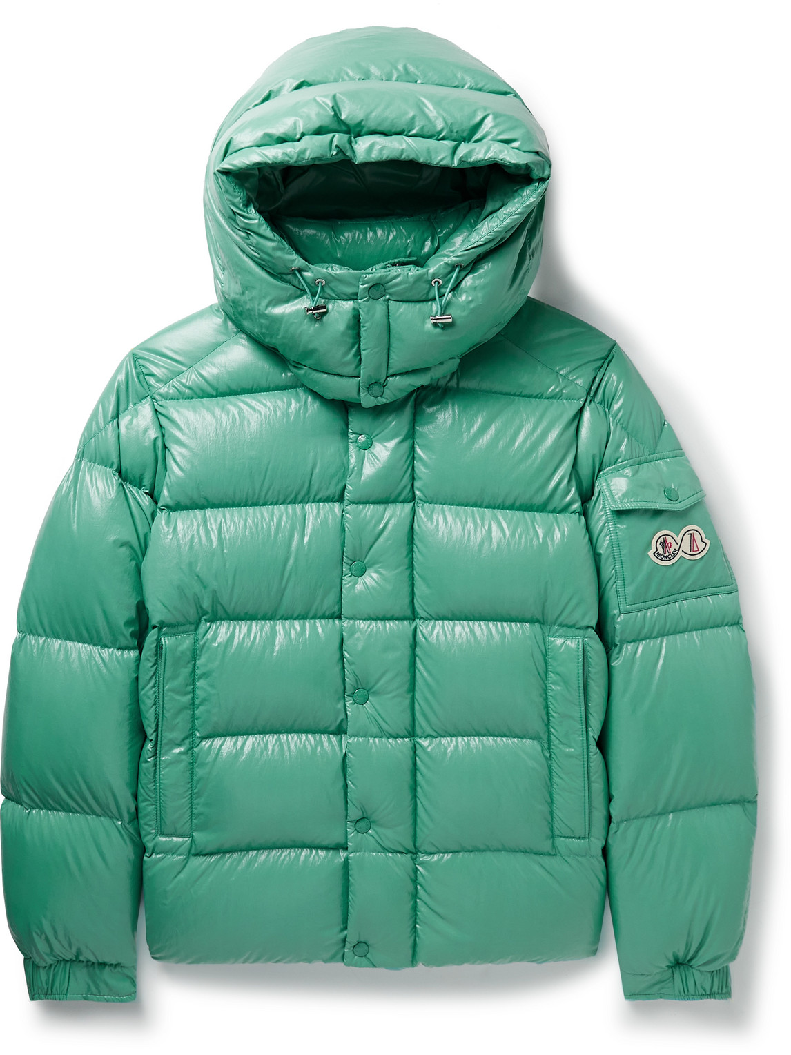 Moncler Maya 70 Logo-appliquéd Quilted Shell Hooded Down Jacket In Green