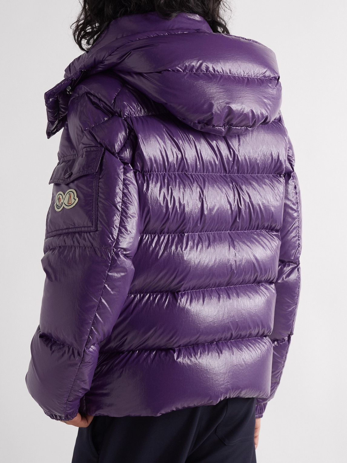 Shop Moncler Maya 70 Logo-appliquéd Quilted Shell Hooded Down Jacket In Purple