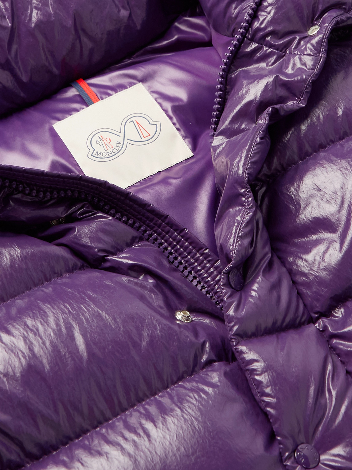 Shop Moncler Maya 70 Logo-appliquéd Quilted Shell Hooded Down Jacket In Purple