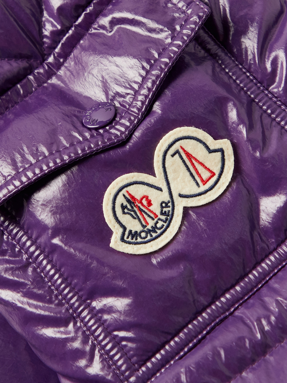 Shop Moncler Maya 70 Logo-appliquéd Quilted Shell Hooded Down Jacket In Purple