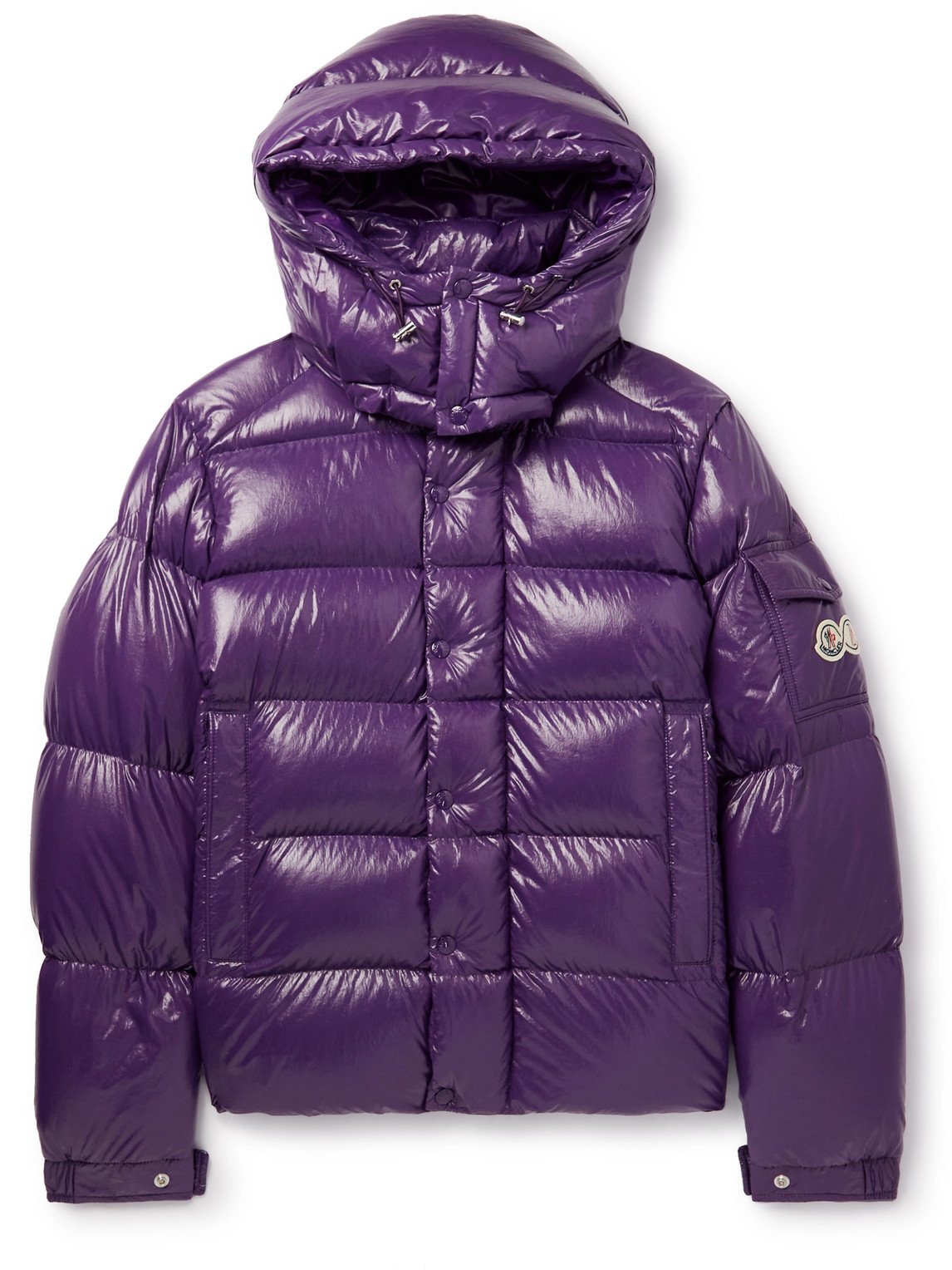 Moncler Maya 70 Logo-appliquéd Quilted Shell Hooded Down Jacket In Purple