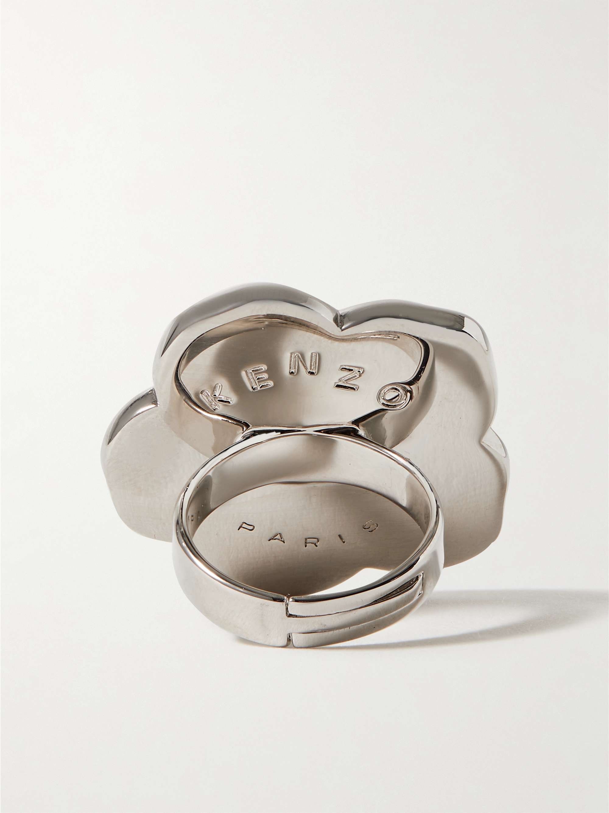 KENZO Boke Flower Adjustable Silver-Tone and Enamel Ring