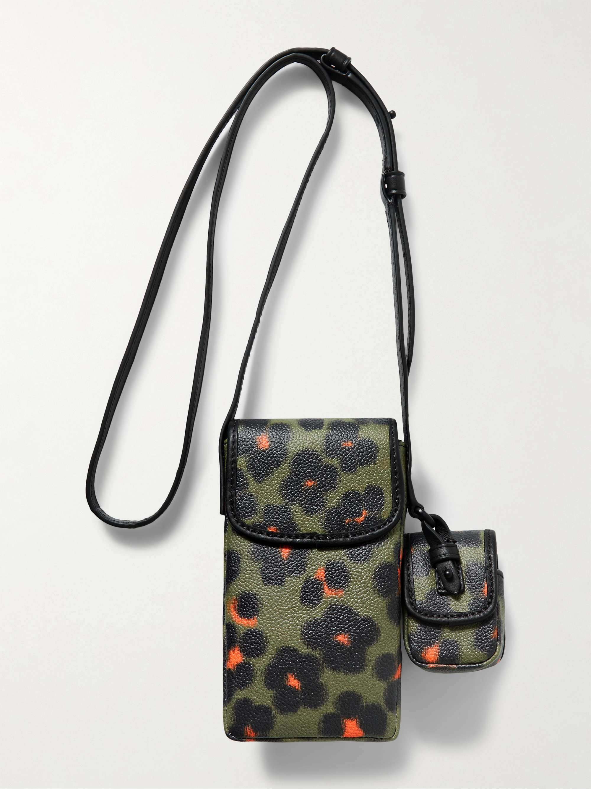 KENZO Discover Floral-Print Faux Leather Phone Pouch