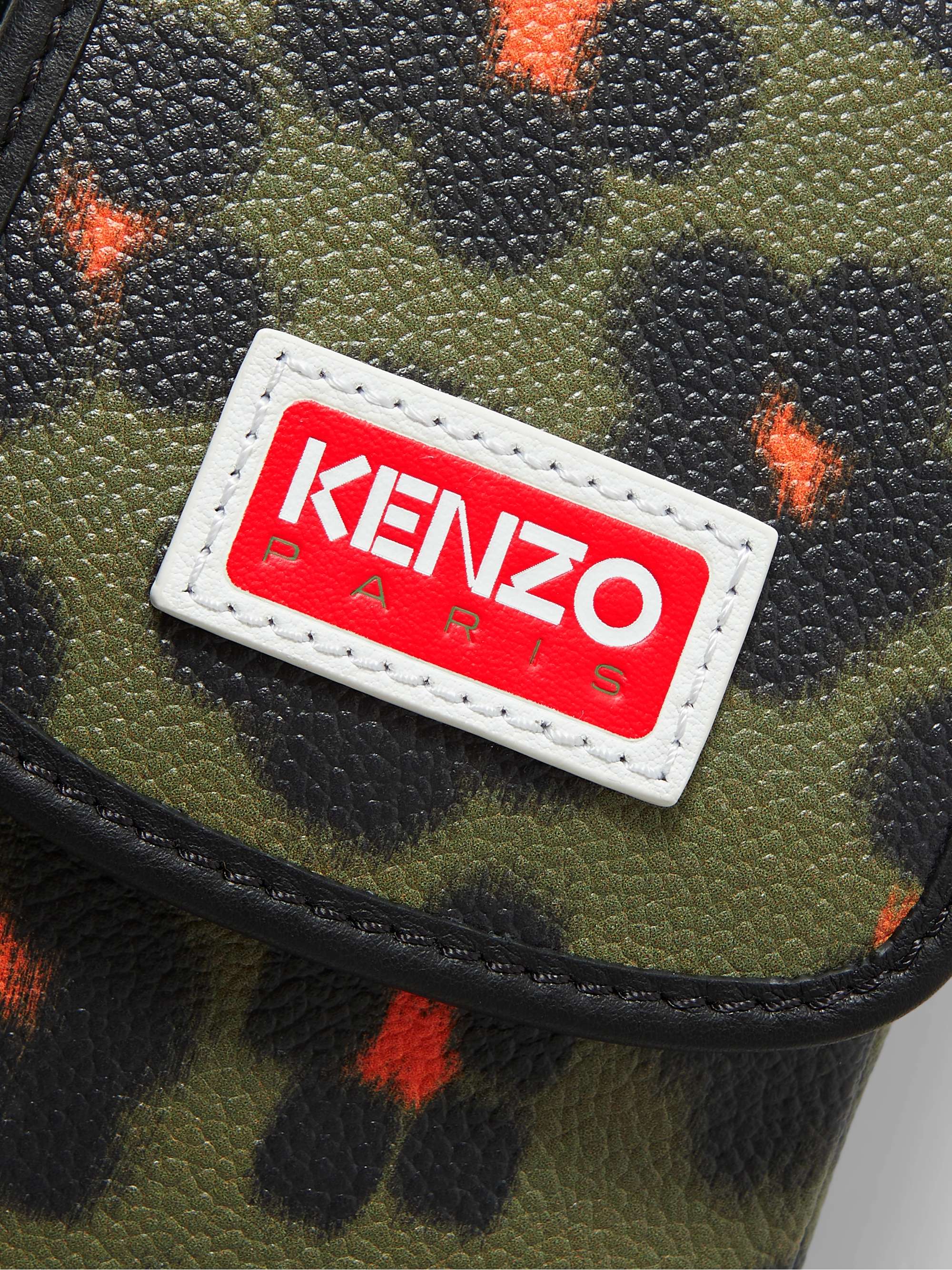 KENZO Discover Floral-Print Leather Phone Pouch Men PORTER