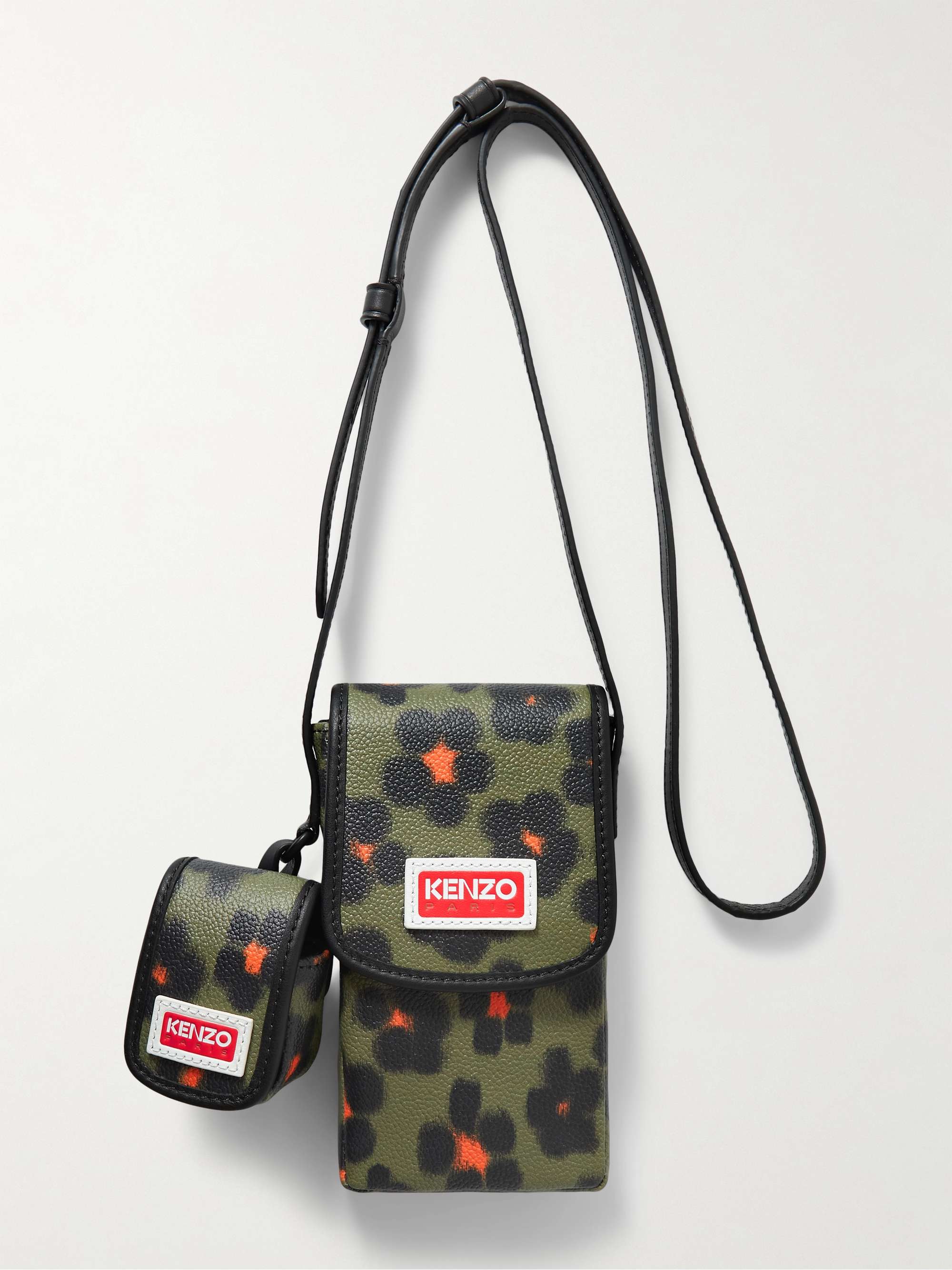 KENZO Discover Floral-Print Faux Leather Phone Pouch