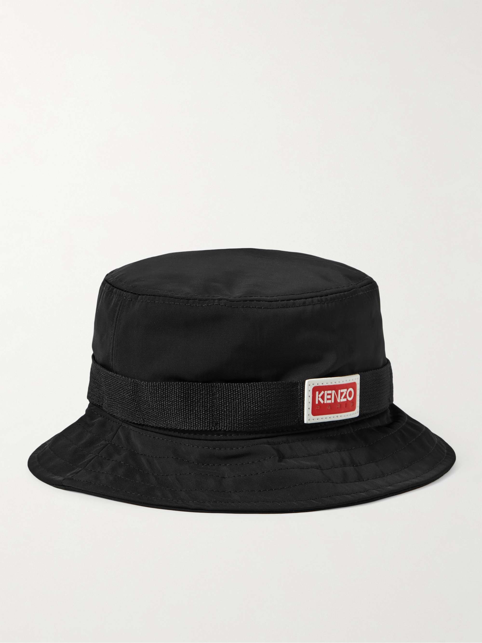 Logo Appliquéd Webbing Trimmed Shell Bucket Hat