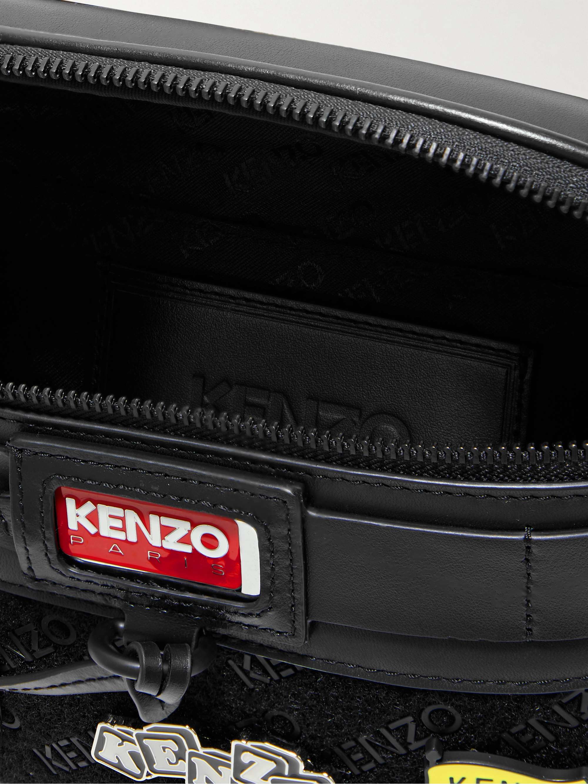 KENZO Jungle Logo-Appliquéd Leather Belt Bag