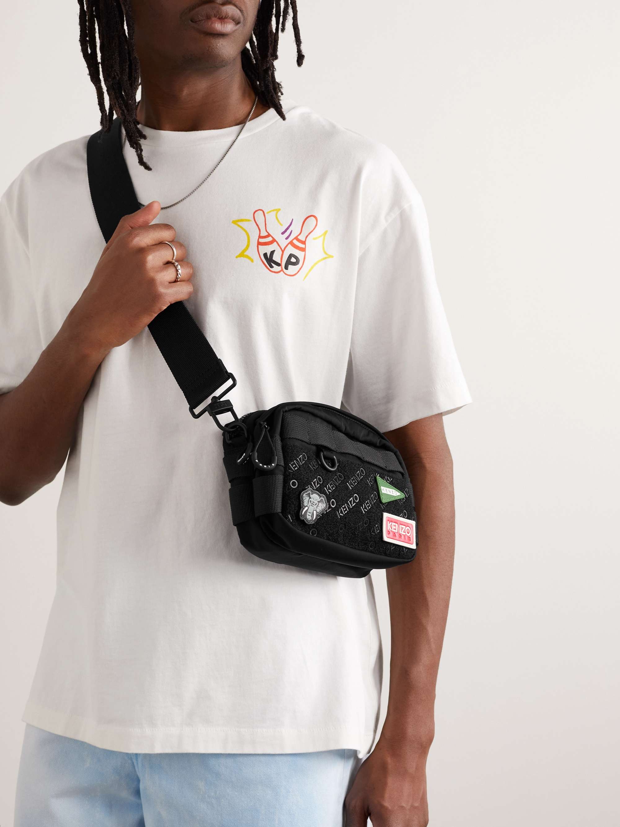 KENZO Jungle LogoAppliquéd bingTrimmed TechTwill Messenger Bag